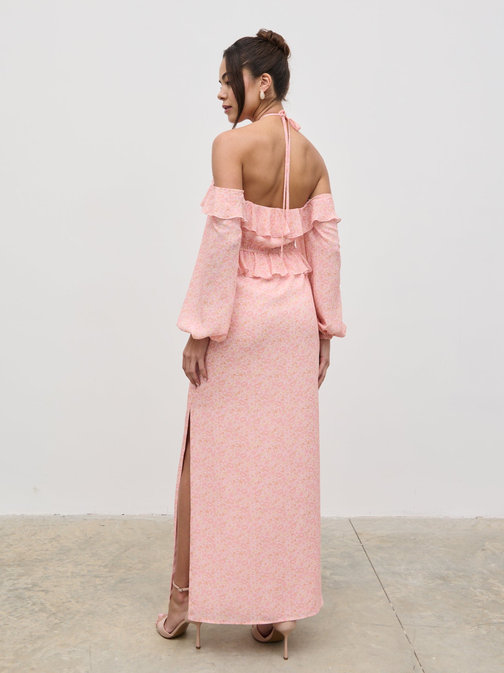 Nalani Corsage Ruffle Maxi Dress - Ditsy Floral
