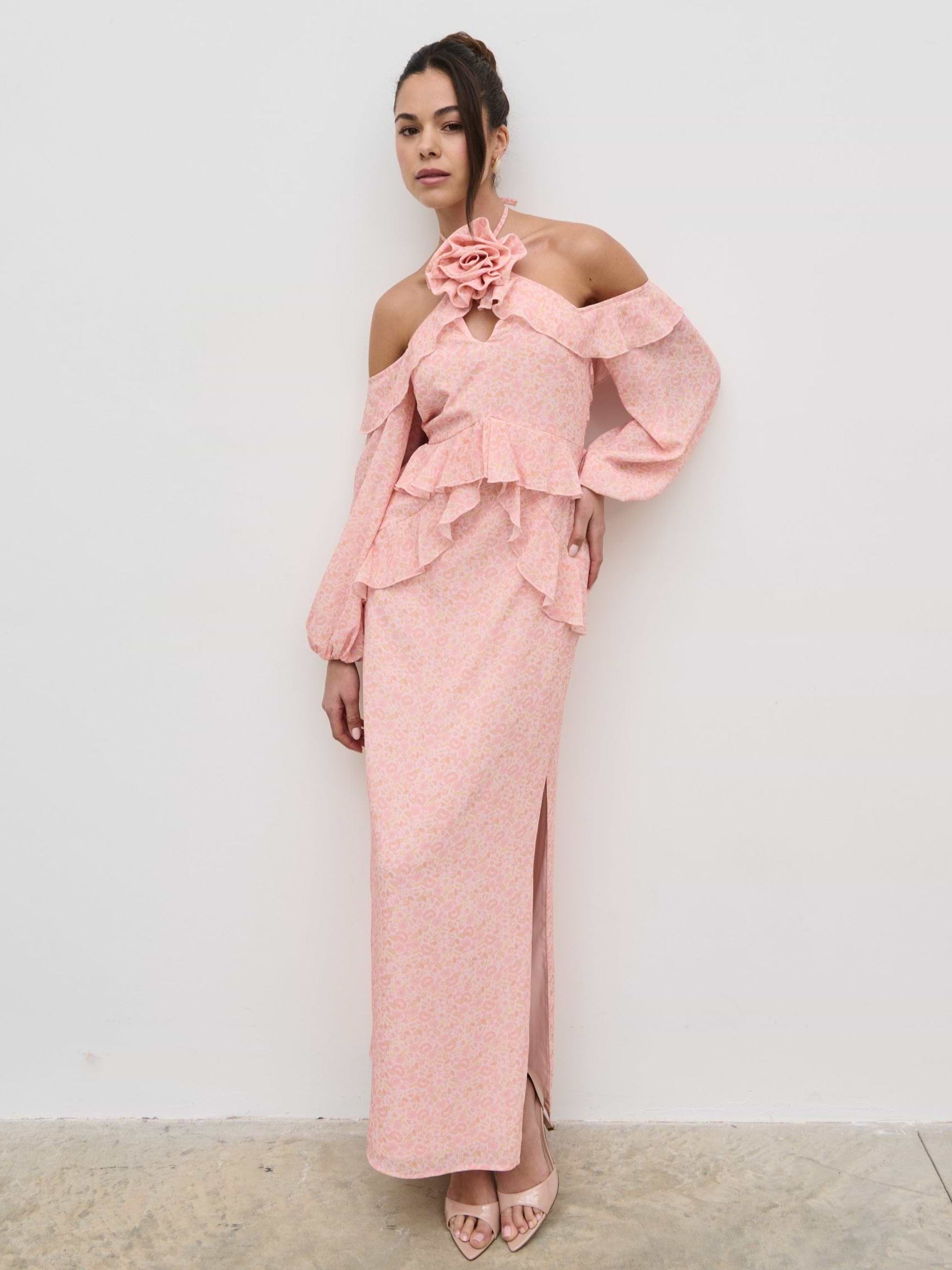 Nalani Corsage Ruffle Maxi Dress - Ditsy Floral
