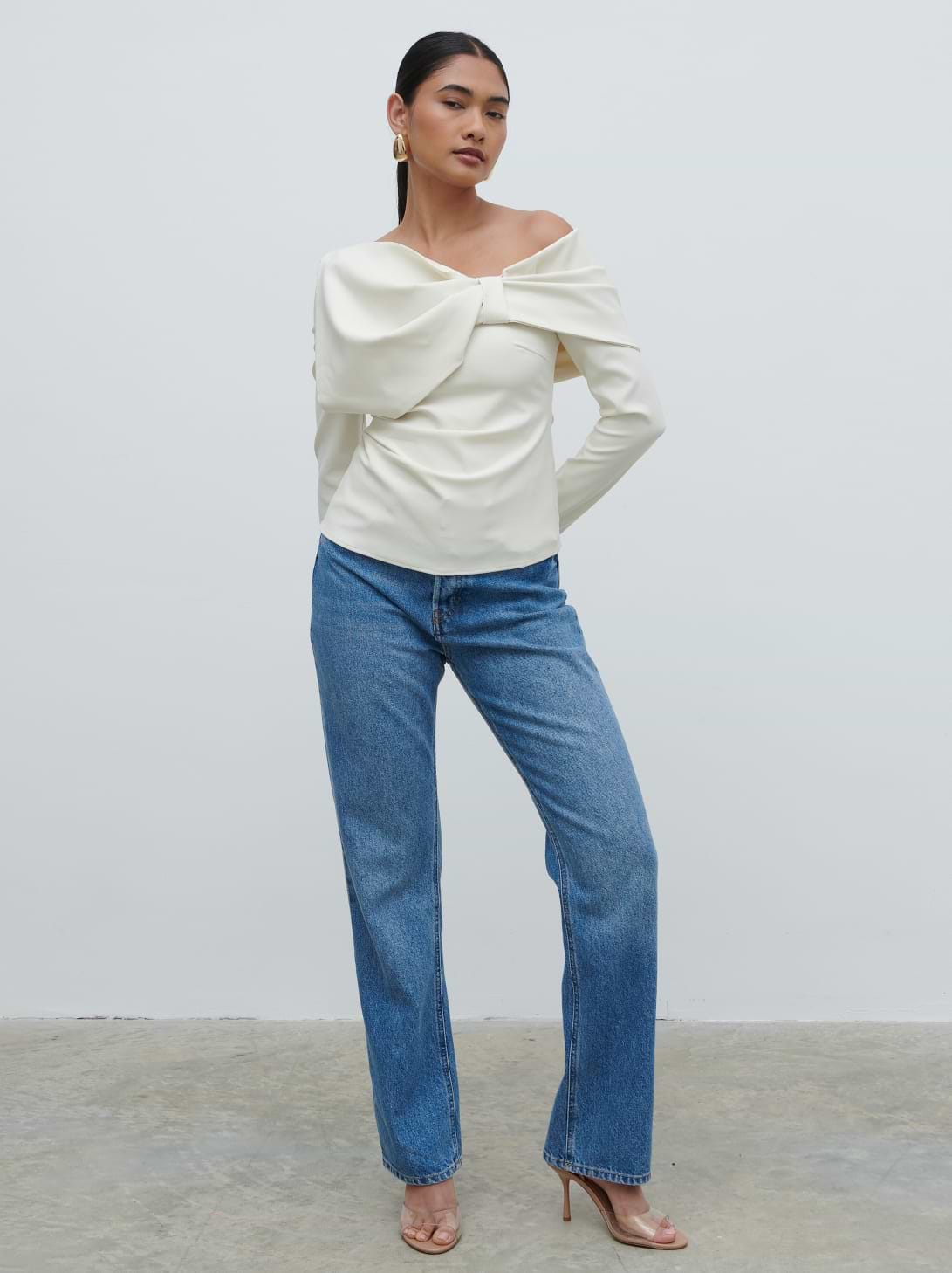 Naomi Exaggerated Bow Top - Cream
