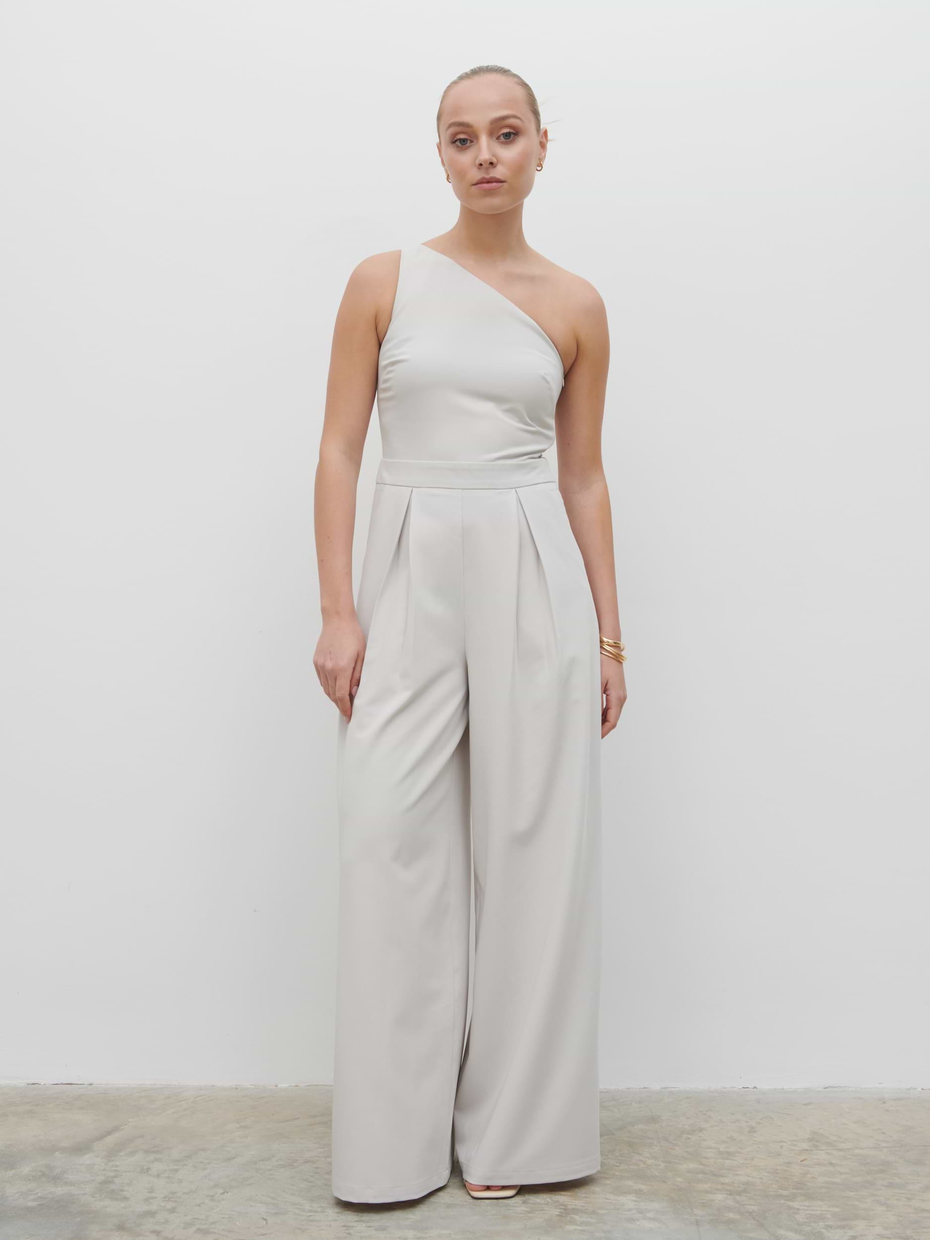 Natalie One Shoulder Jumpsuit - Stone