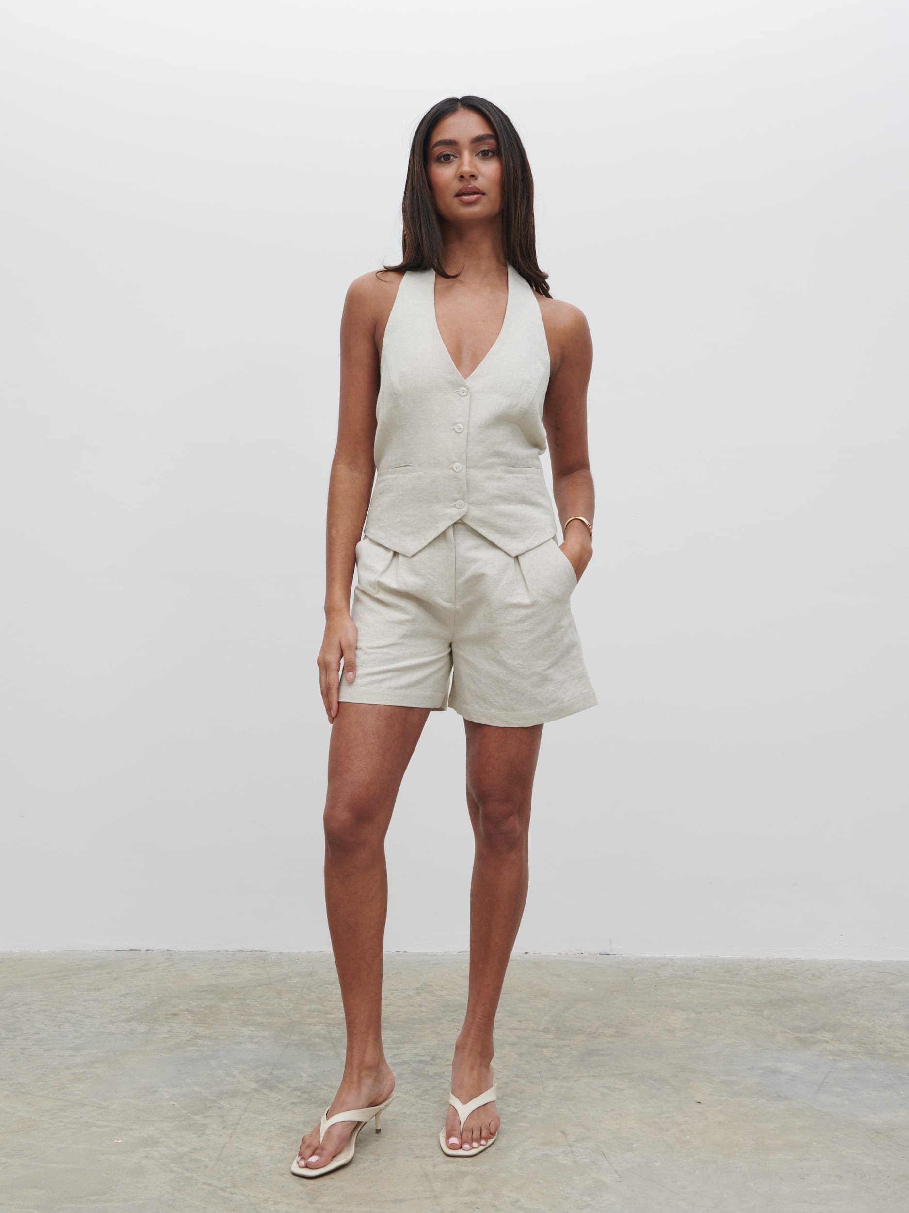 Natasha Halter Waistcoat - Natural