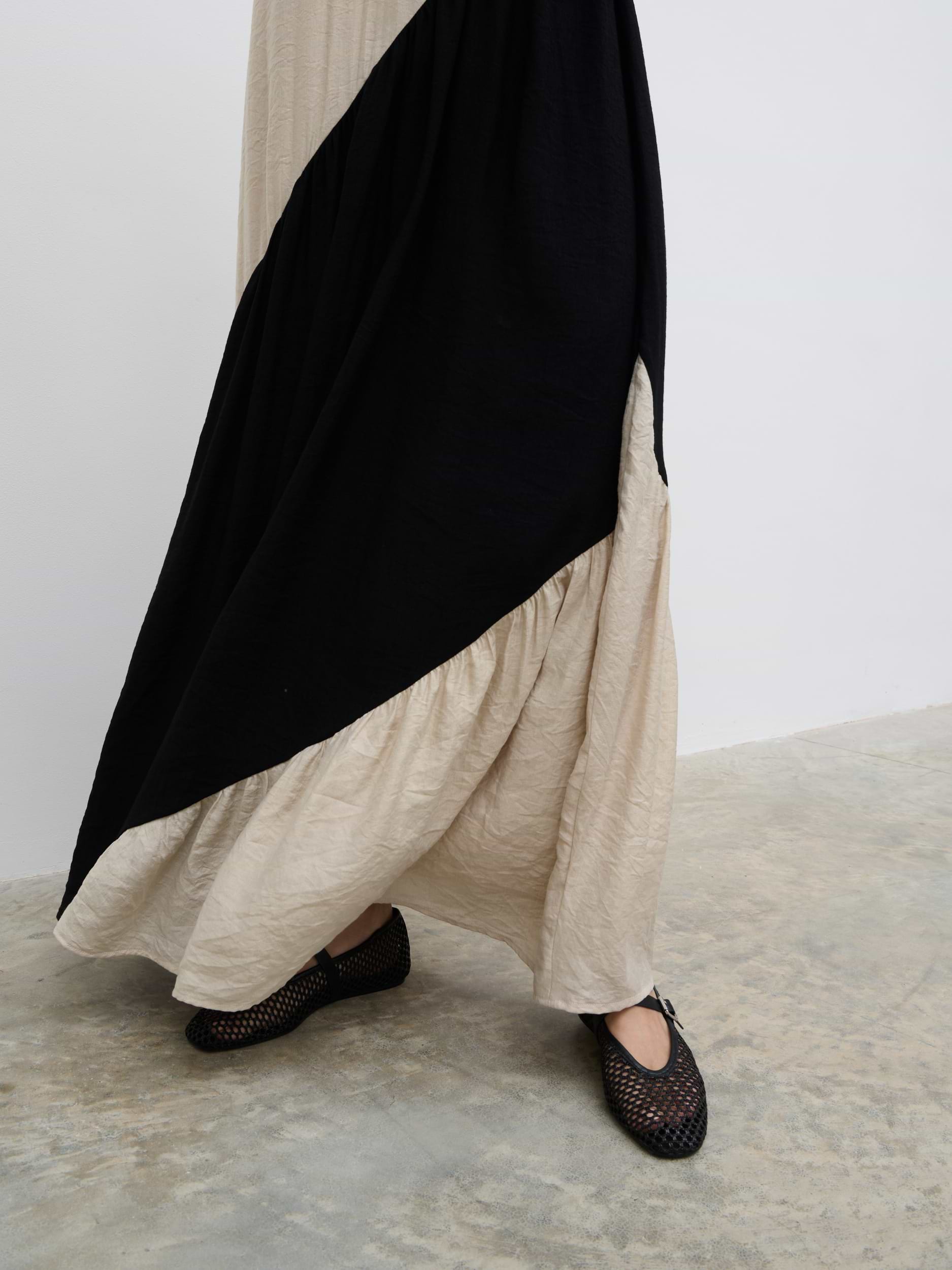 Neah Stripe Maxi Dress - Beige and Black