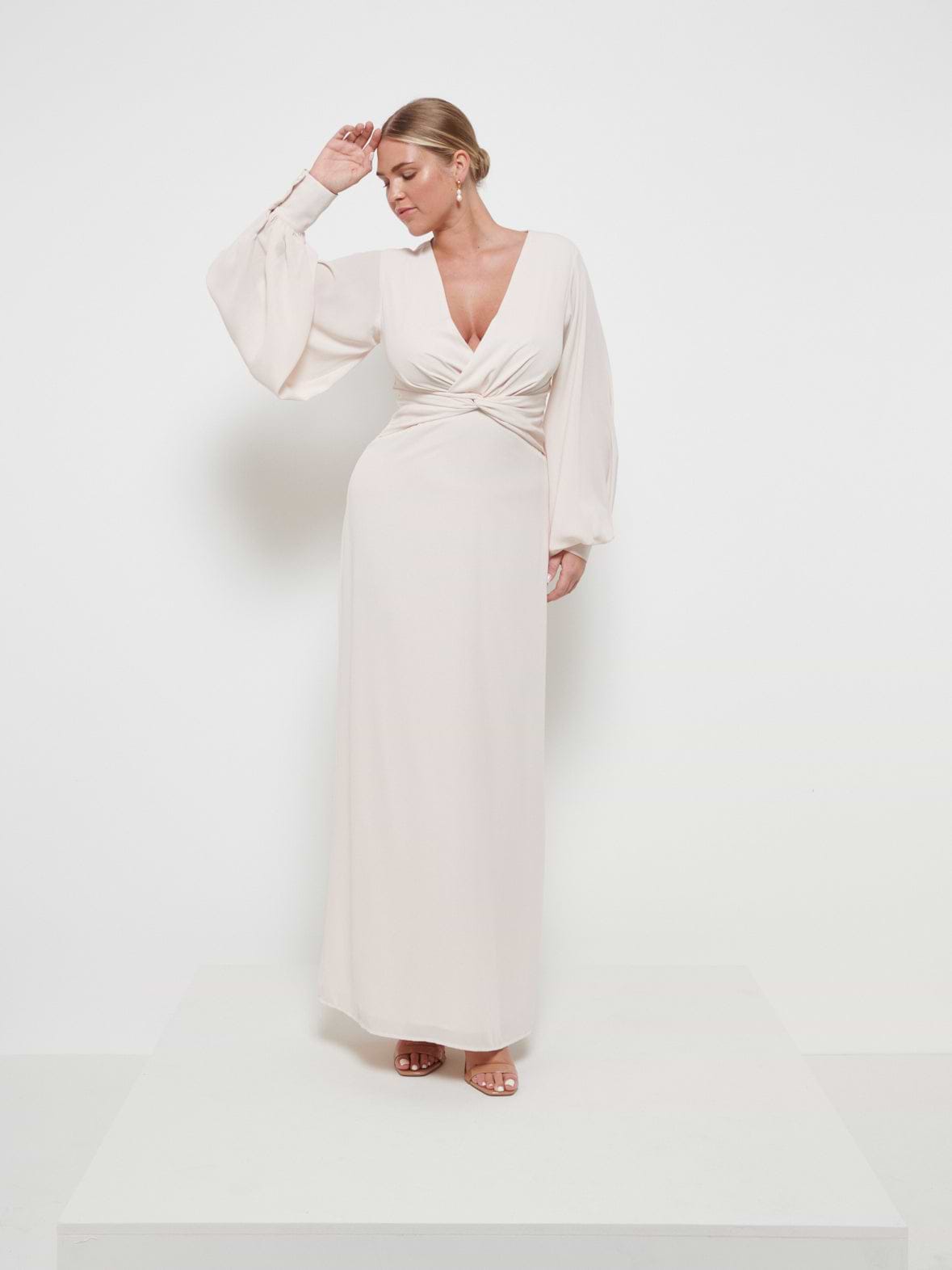 Nellie Knot Maxi Bridesmaid Dress - Champagne