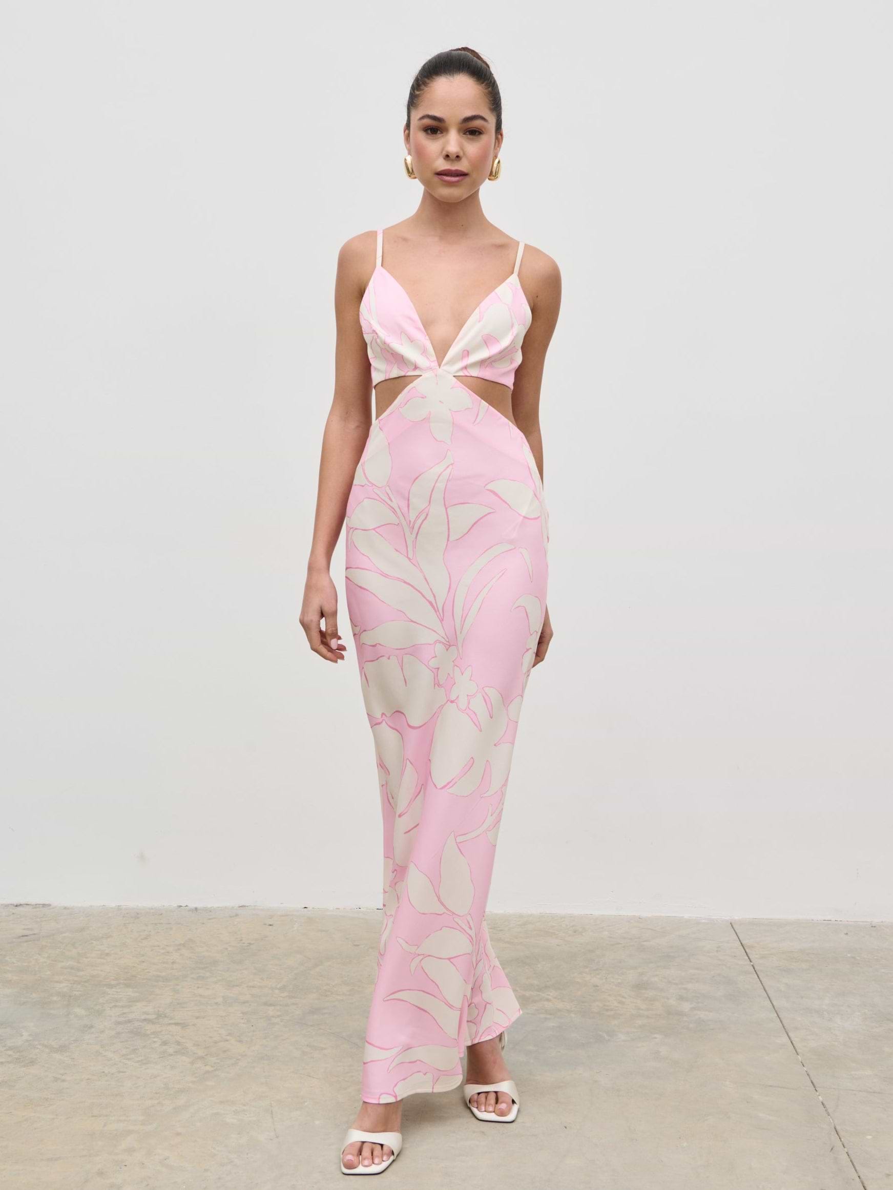 Nellie Cut Out Maxi Dress - Peony Floral