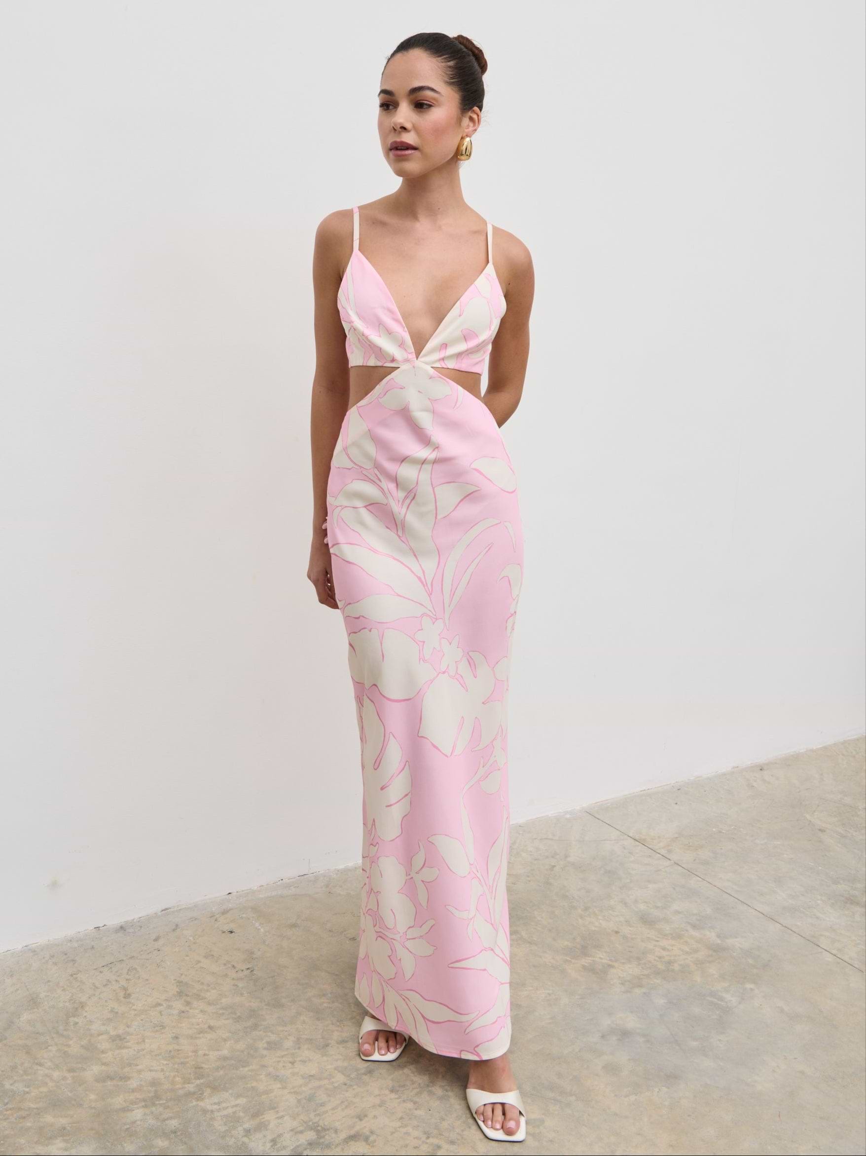 Nellie Cut Out Maxi Dress - Peony Floral