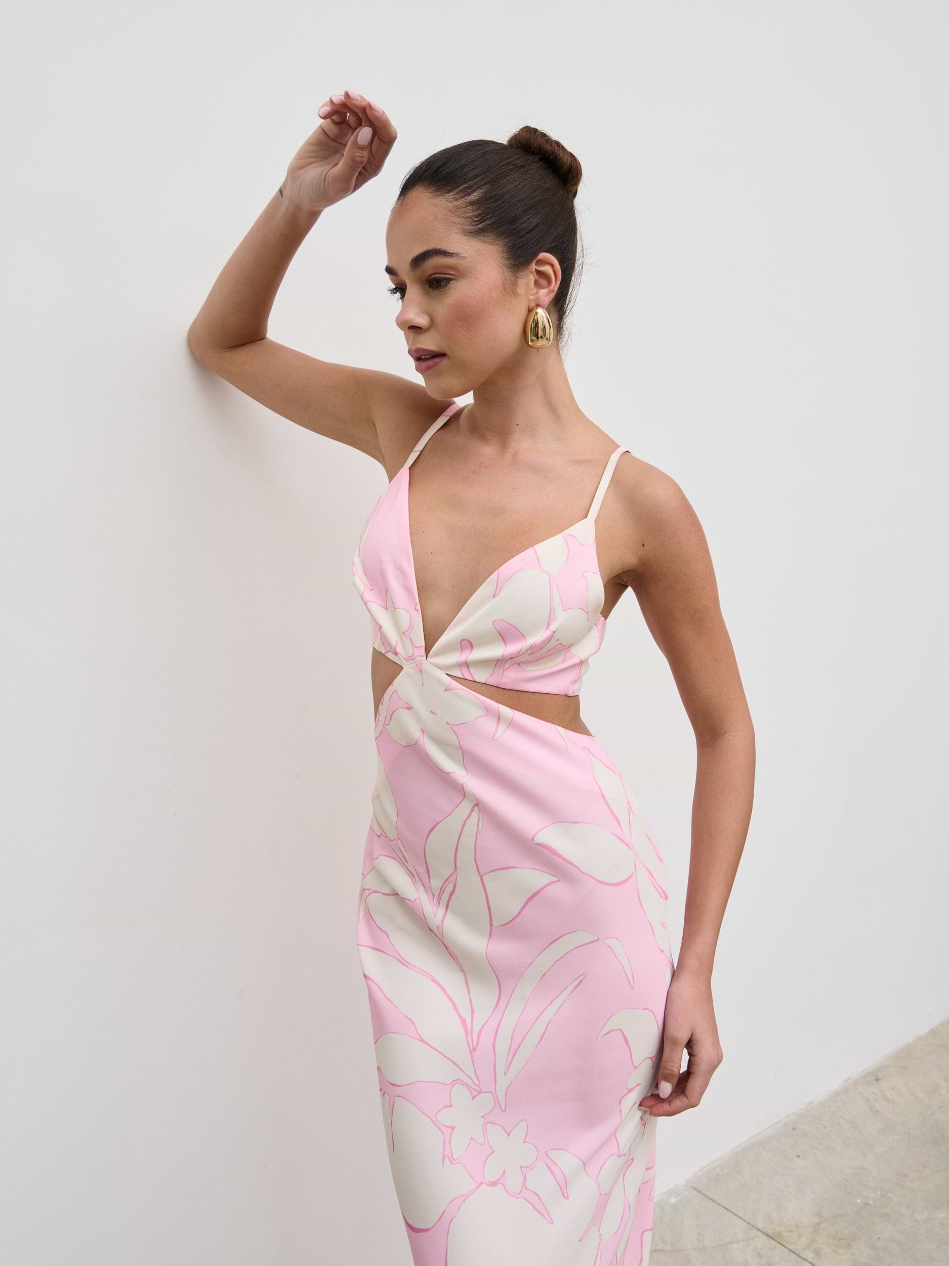 Nellie Cut Out Maxi Dress - Peony Floral