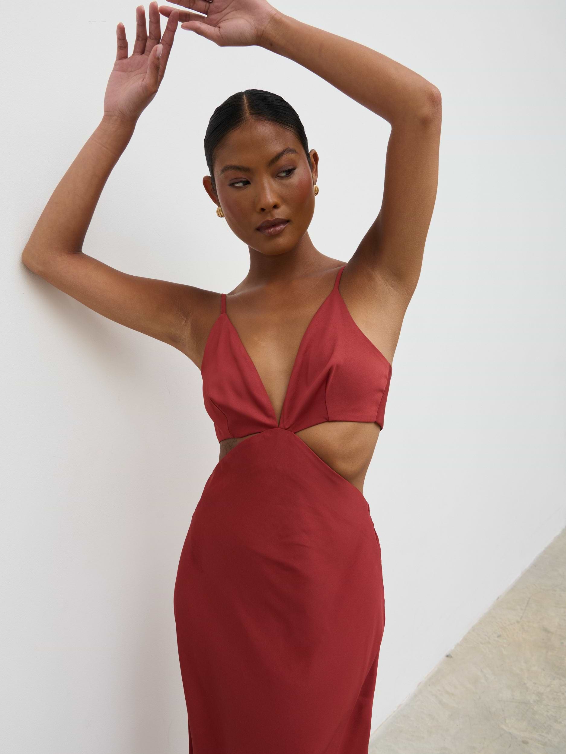 Nellie Cut Out Maxi Dress - Rust