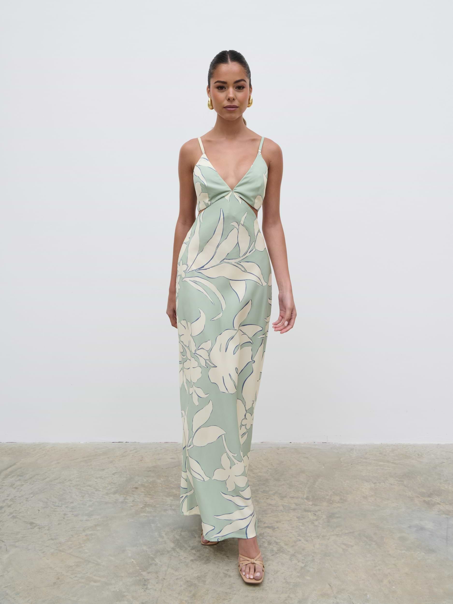 Nellie Cut Out Maxi Dress - Seaspray Floral