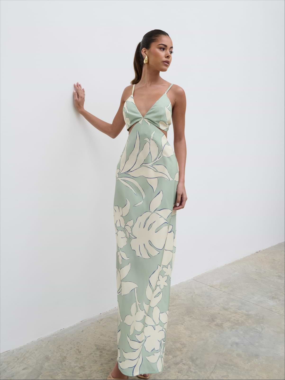 Nellie Cut Out Maxi Dress - Seaspray Floral