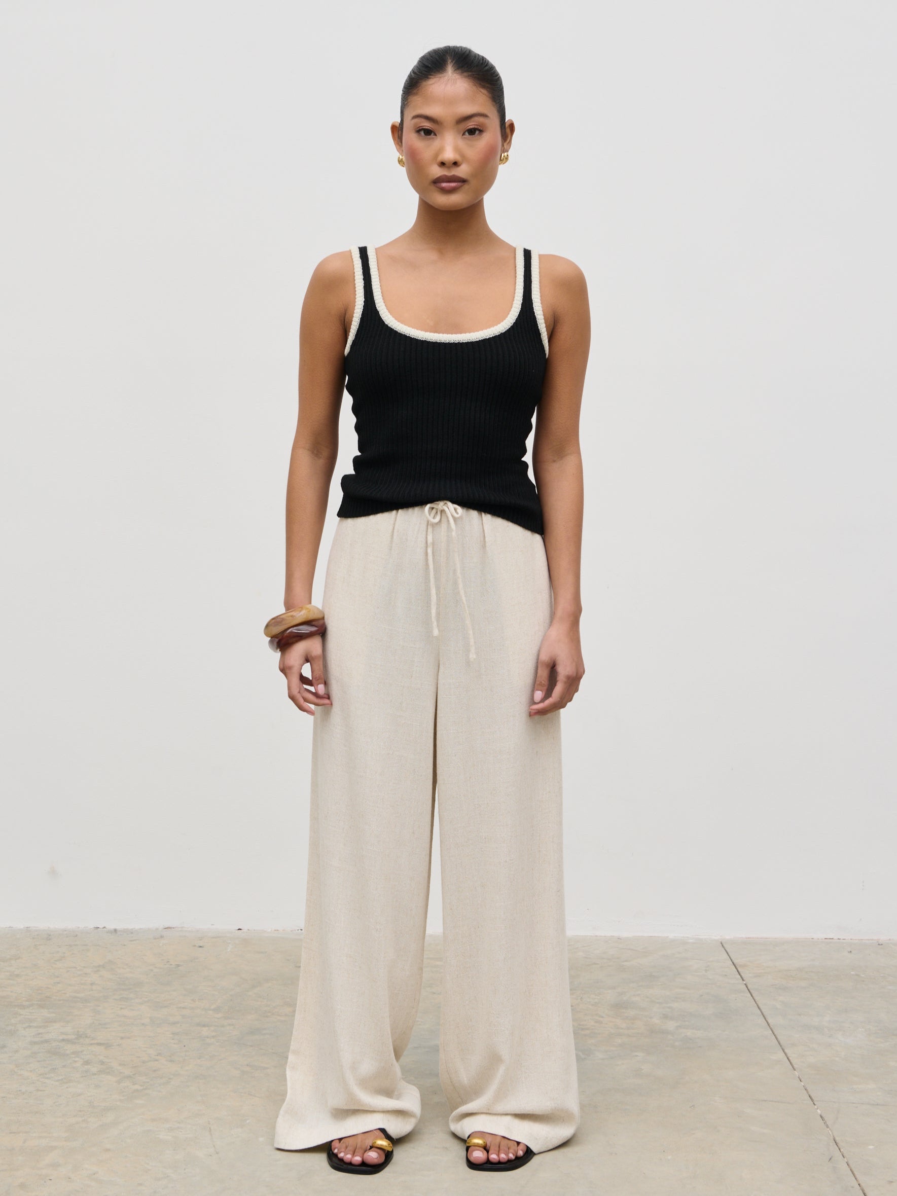 Nessa Drawstring Linen Trousers - Natural