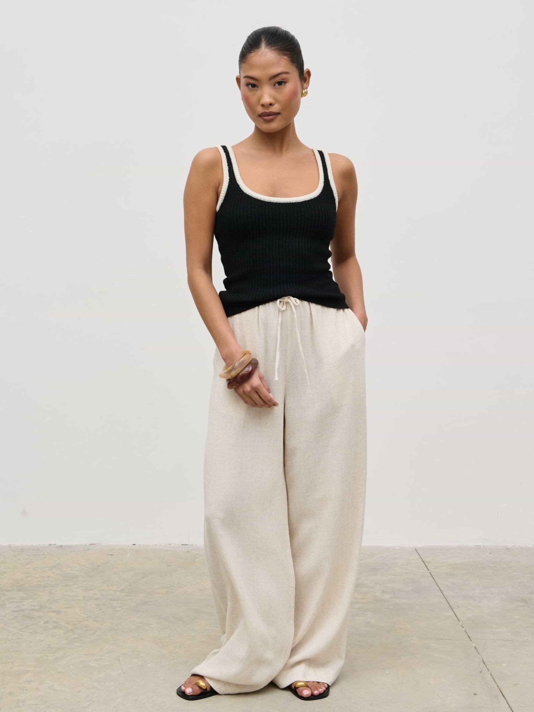 Nessa Drawstring Linen Trousers - Natural