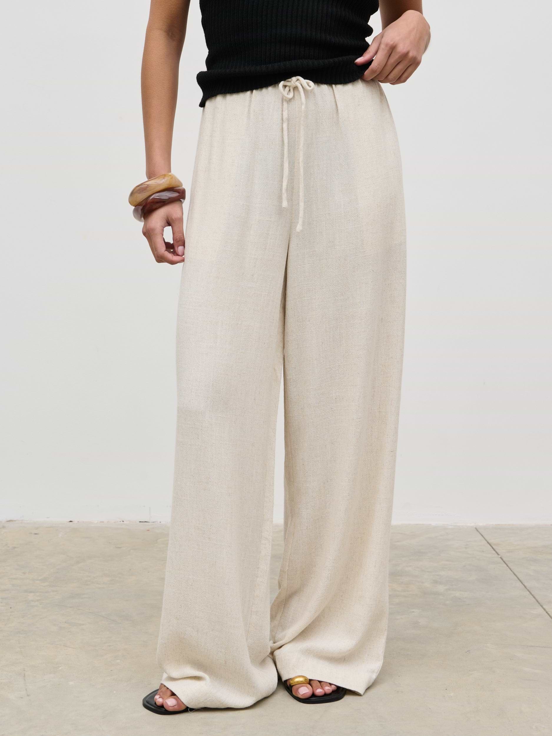 Nessa Drawstring Linen Trousers - Natural