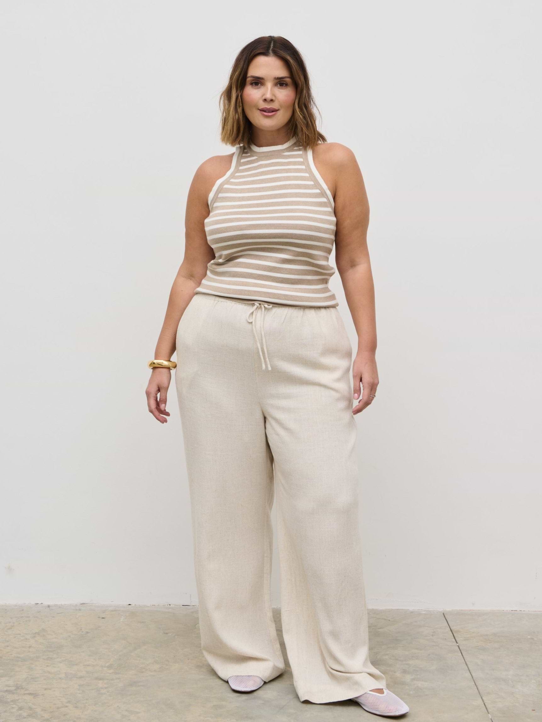 Nessa Drawstring Linen Trousers Curve - Natural