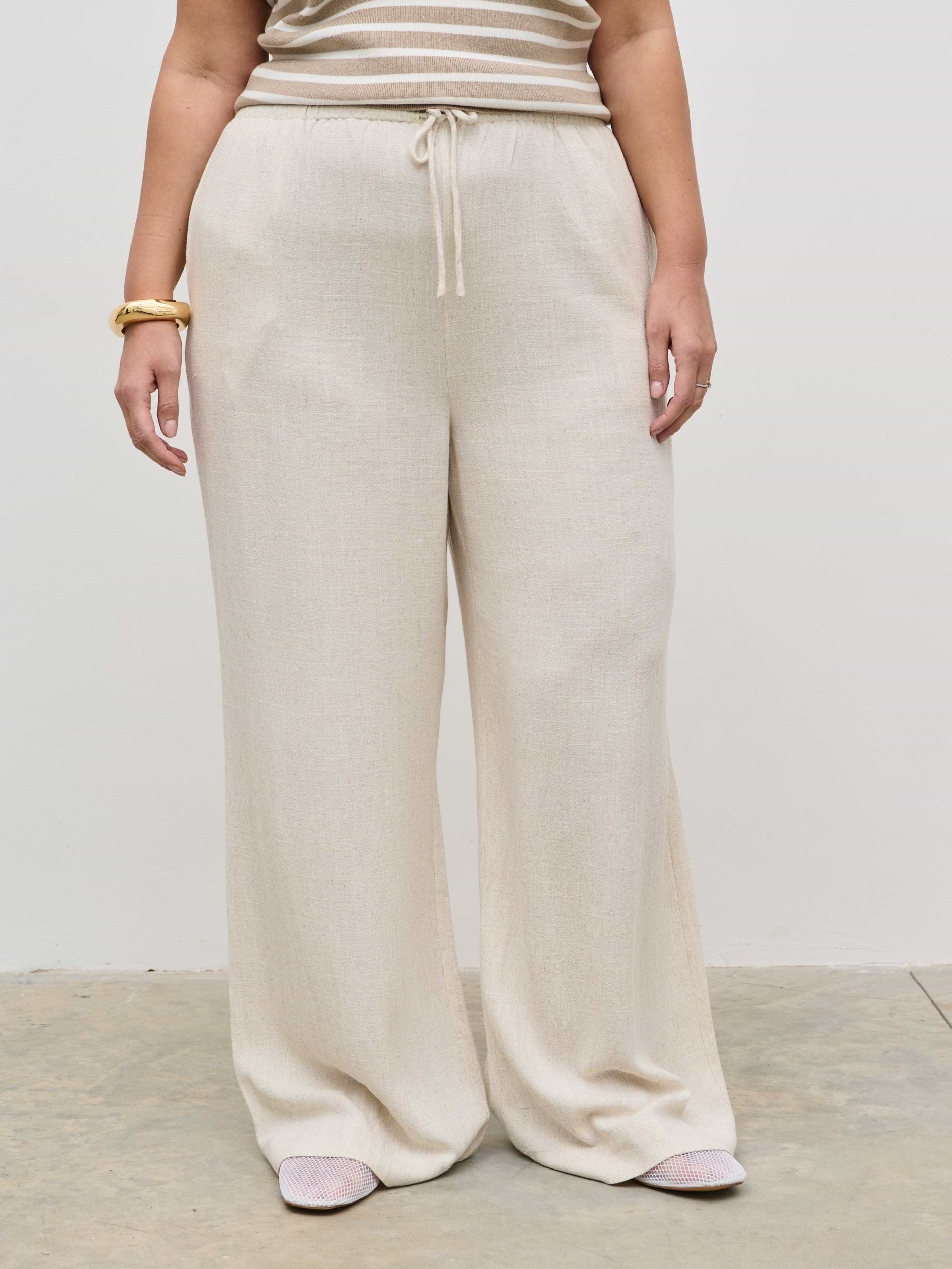 Nessa Drawstring Linen Trousers Curve - Natural
