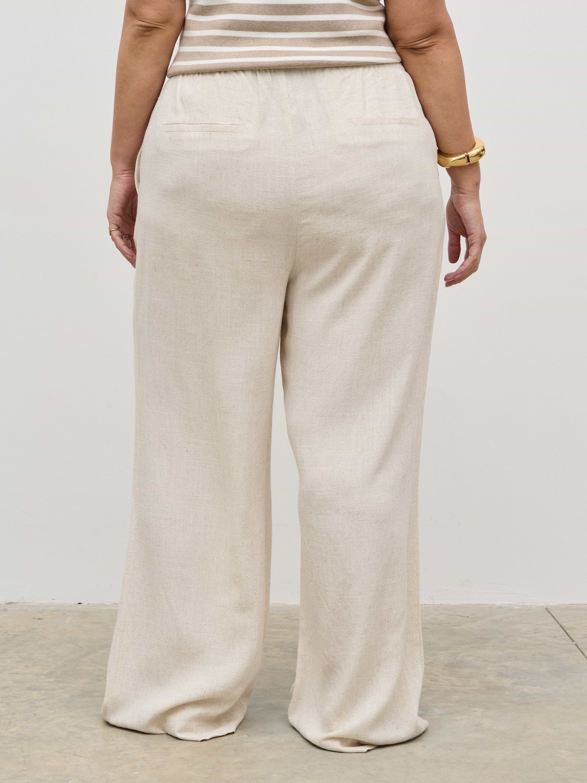 Nessa Drawstring Linen Trousers Curve - Natural