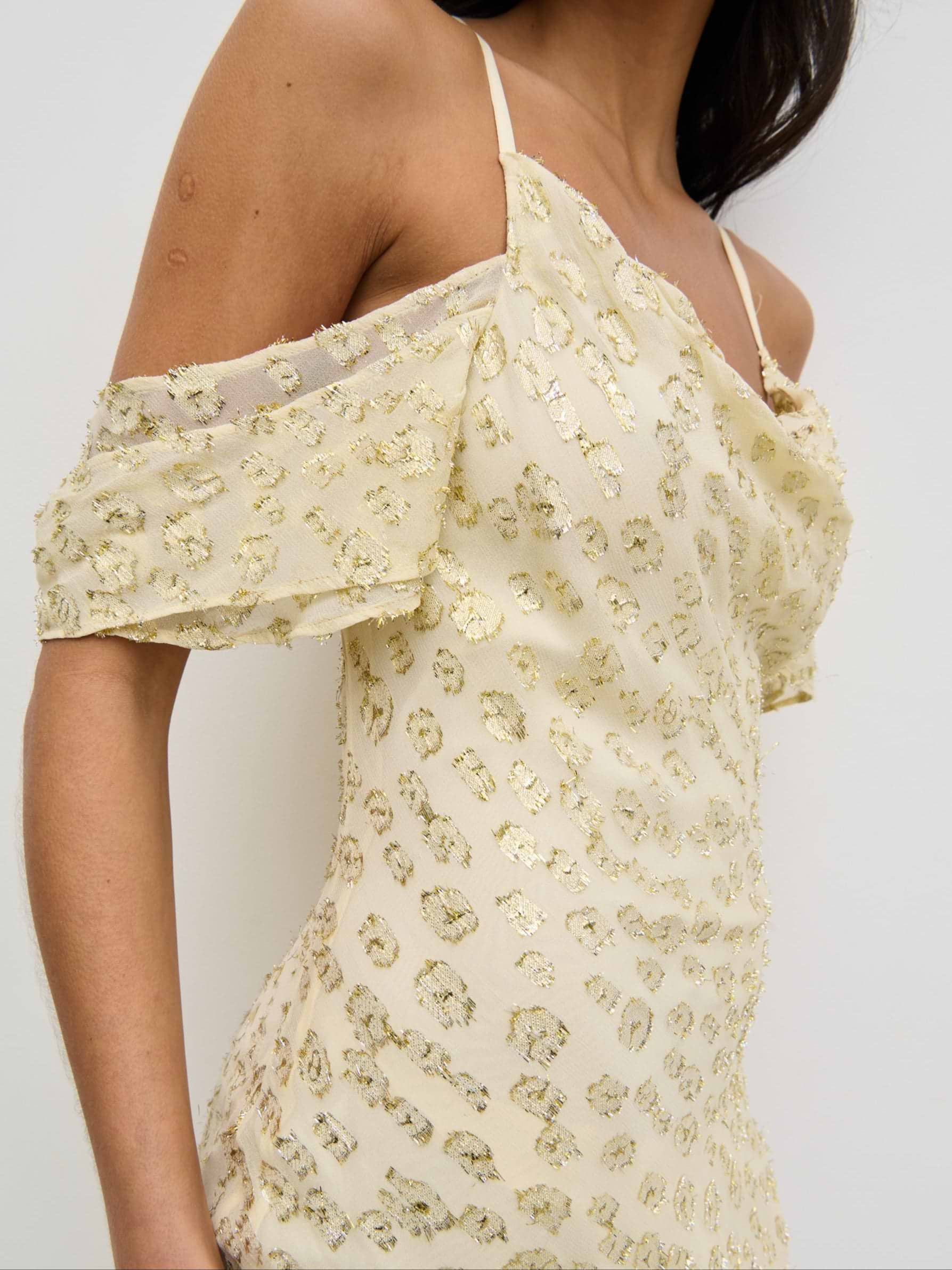 Nia Cold Shoulder Maxi Dress - Lemon