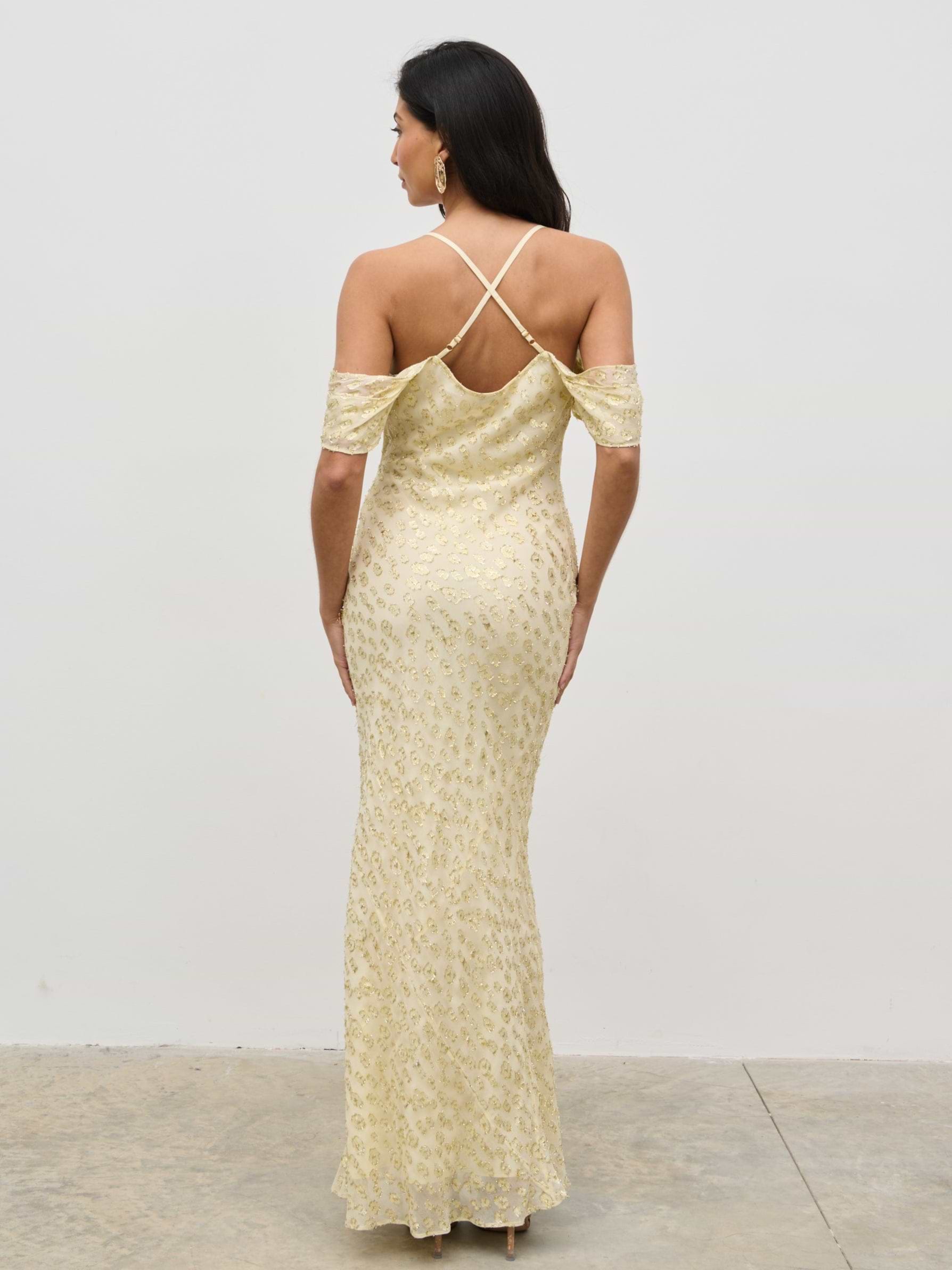 Nia Cold Shoulder Maxi Dress - Lemon