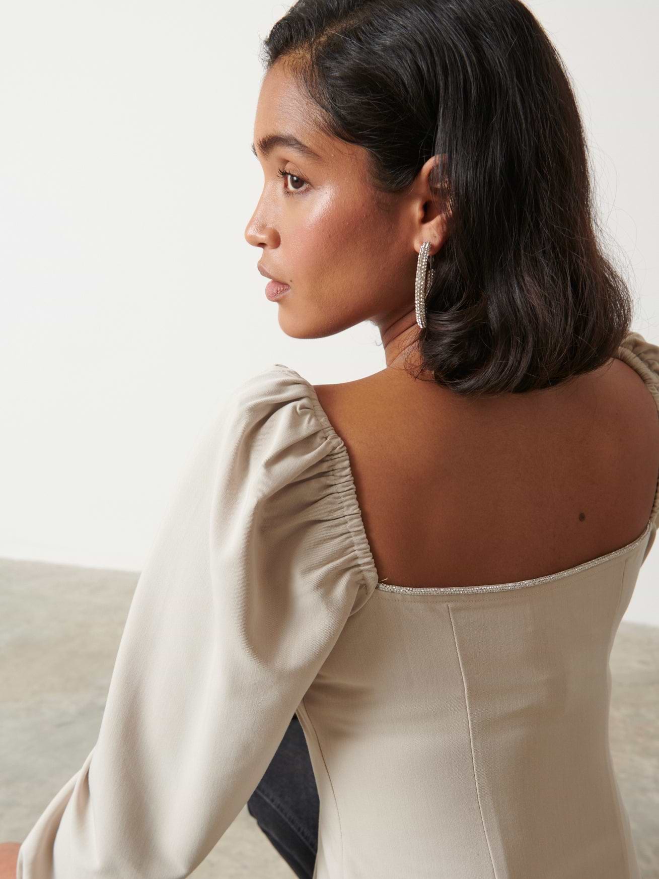 Niamh Embellished Top - Stone