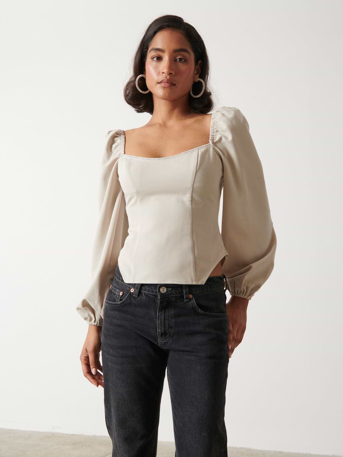 Niamh Embellished Top - Stone