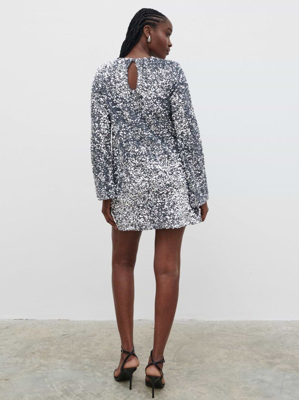 Nico Cluster Sequin Shift Dress - Silver