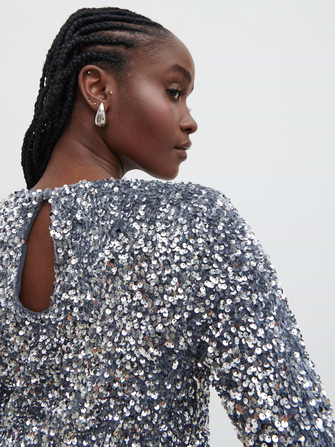 Nico Cluster Sequin Shift Dress - Silver
