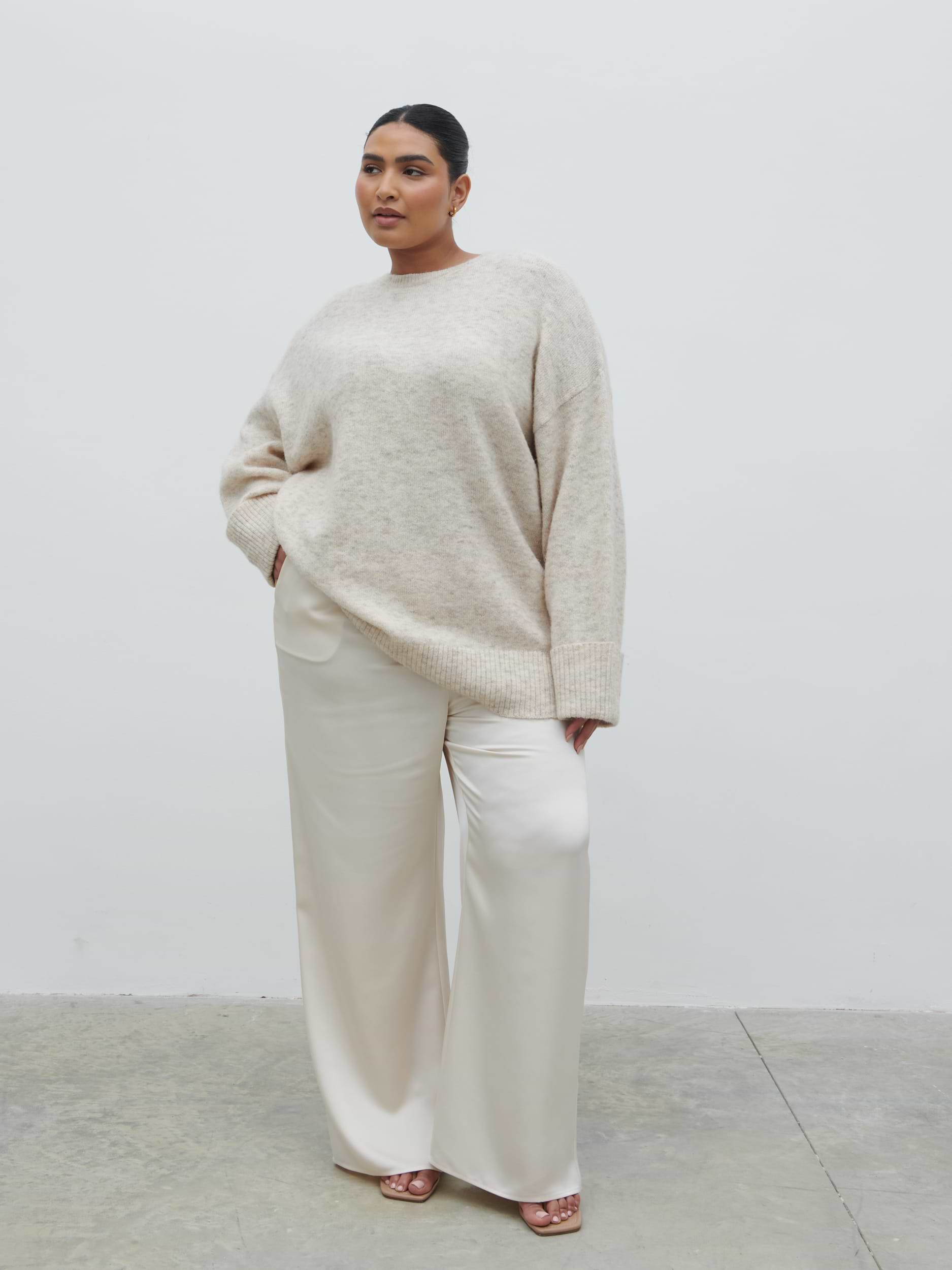 Nina Knit Jumper Curve - Beige Marl