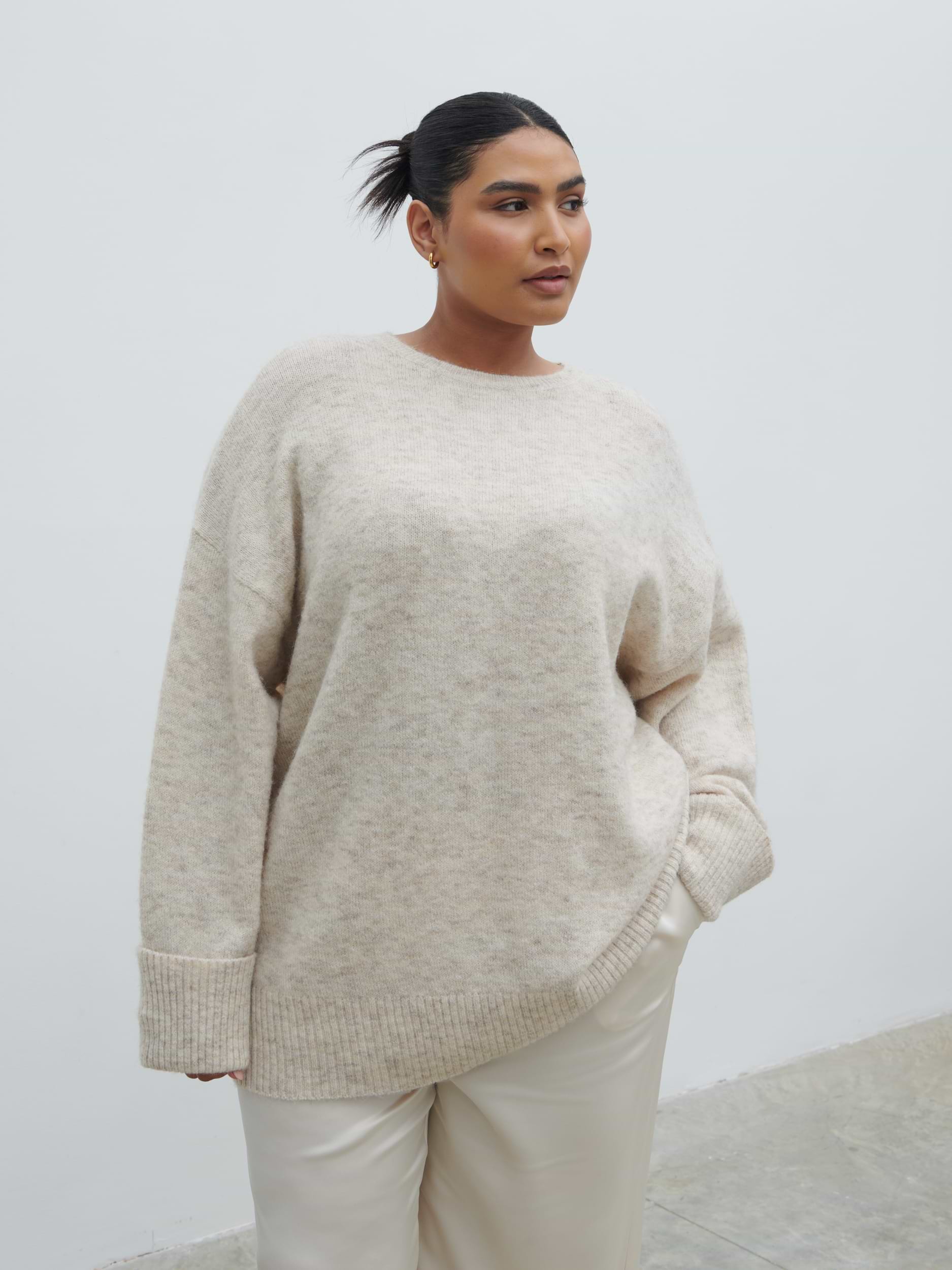 Nina Knit Jumper Curve - Beige Marl
