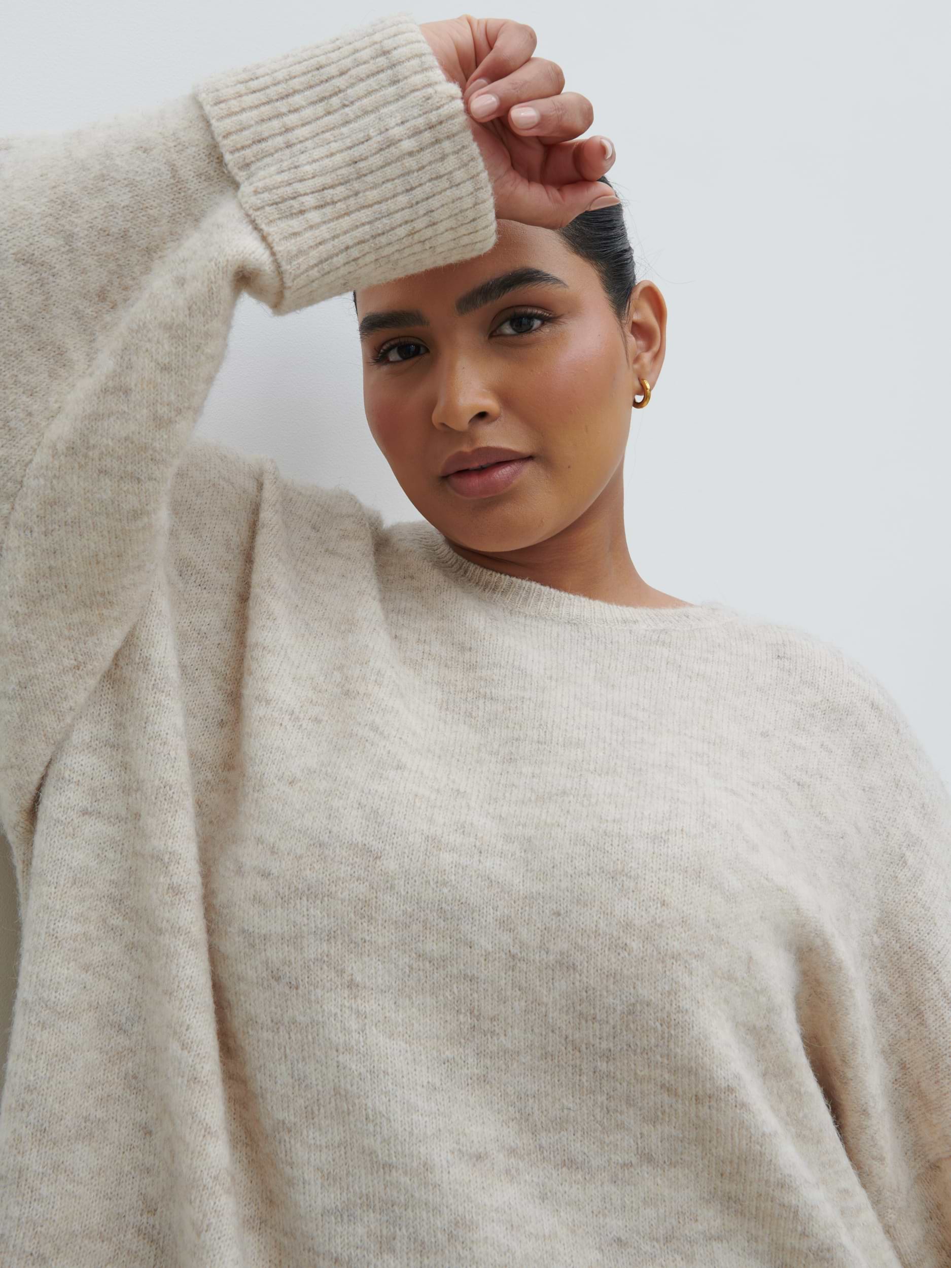 Nina Knit Jumper Curve - Beige Marl