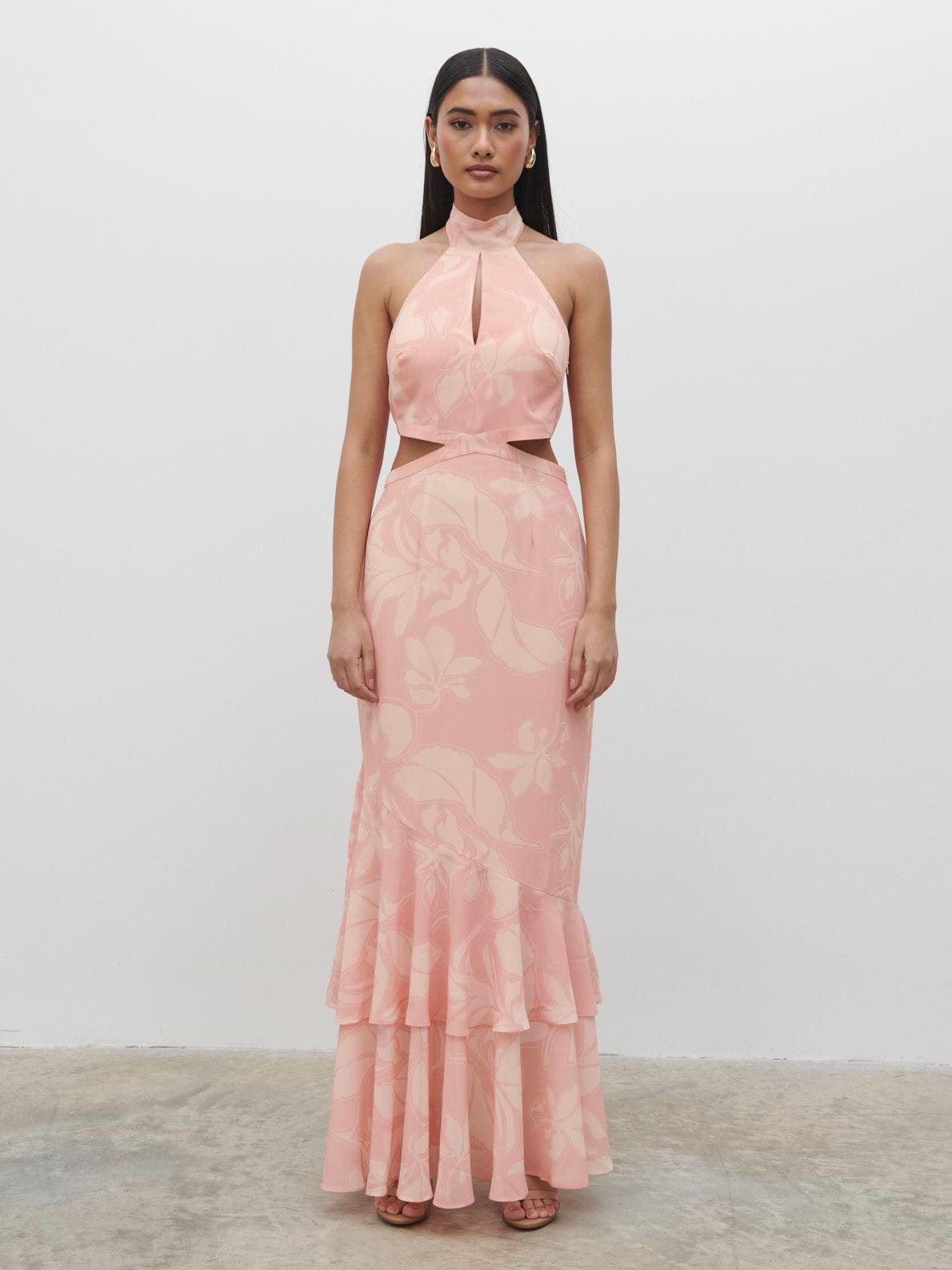 Nova Maxi Dress - Blush Abstract Leaf