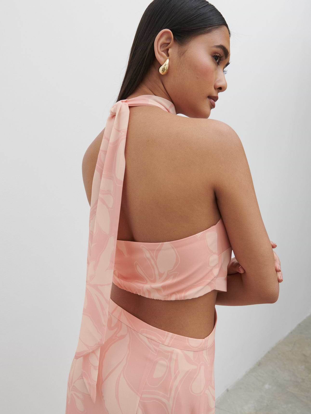 Nova Maxi Dress - Blush Abstract Leaf