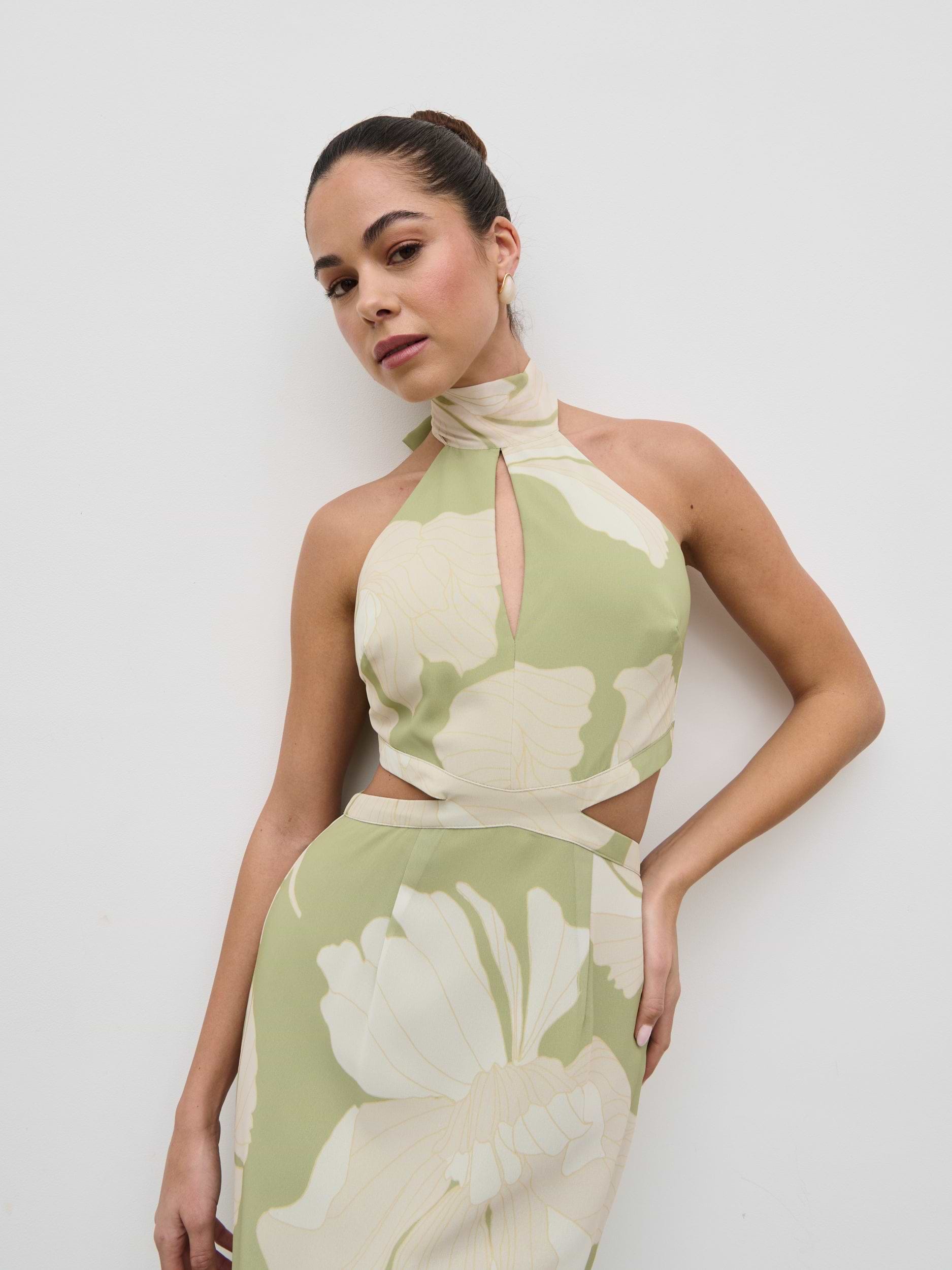 Nova Maxi Dress - Olive Floral