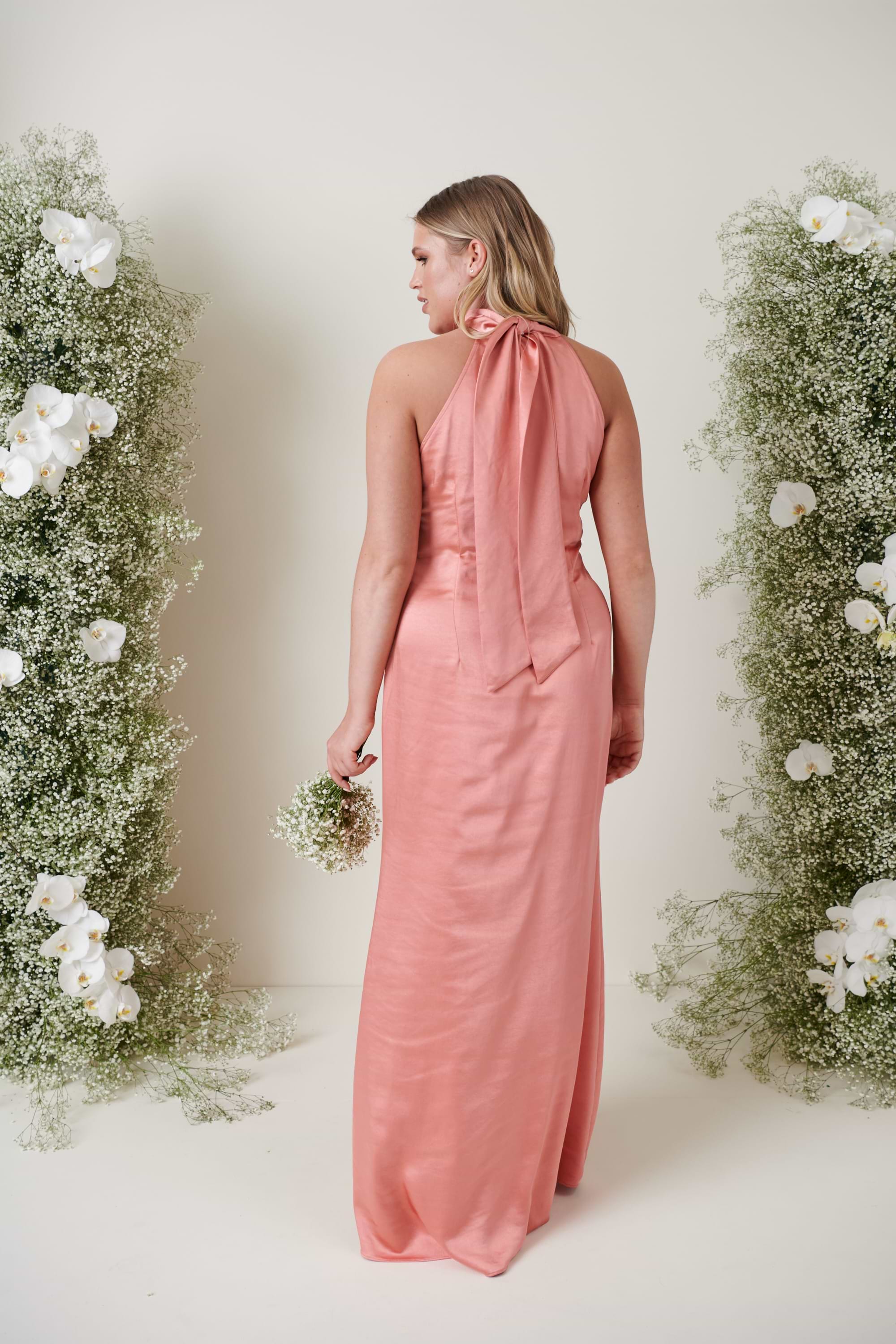 Odelle Maxi Bridesmaid Dress - Matte Apricot Pink