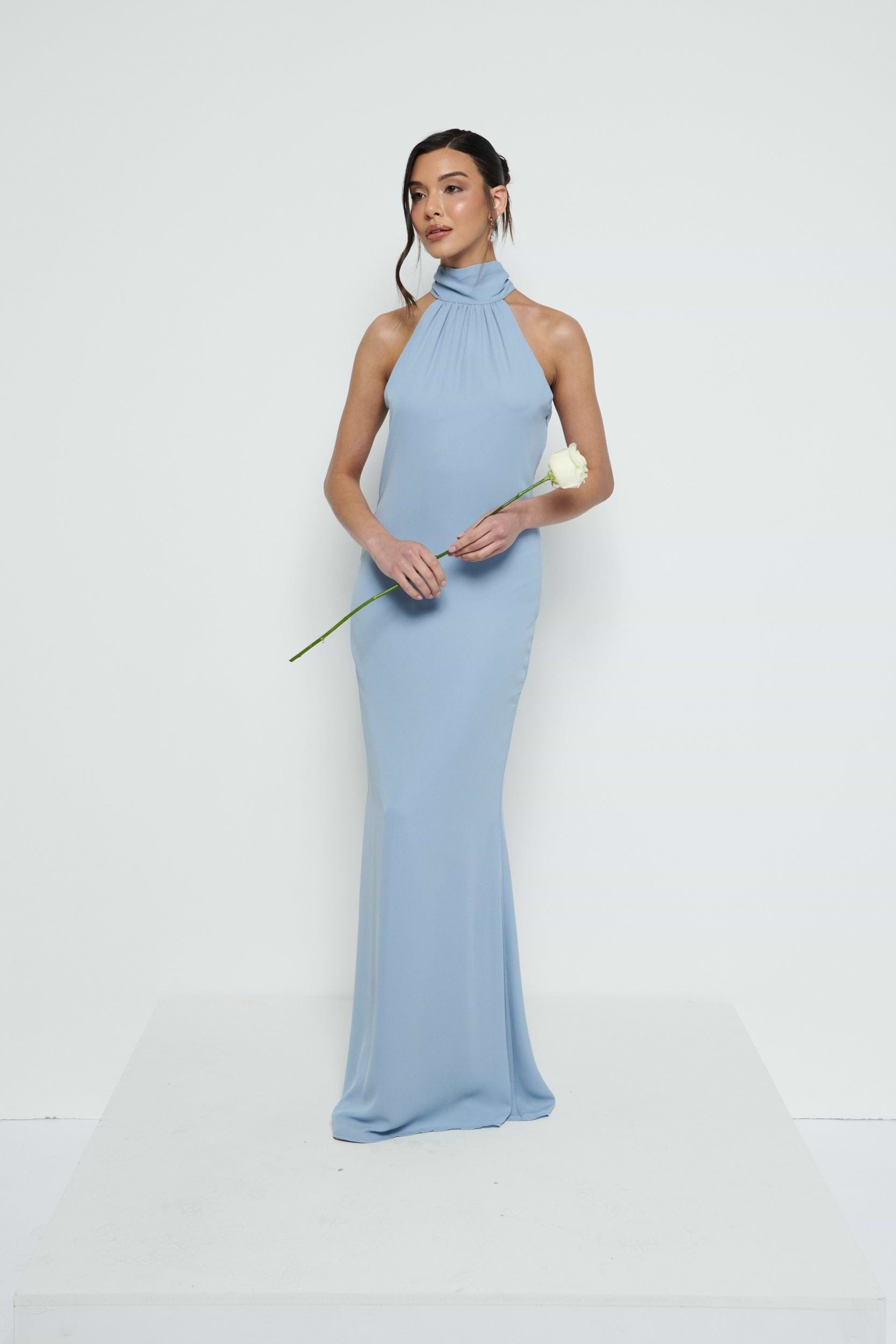 Odelle Chiffon Maxi Bridesmaid Dress - Dusty Blue