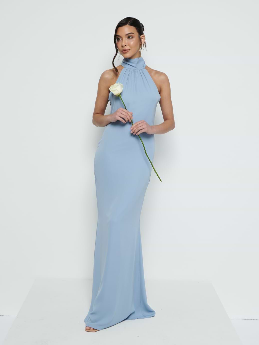 Odelle Chiffon Maxi Bridesmaid Dress - Dusty Blue