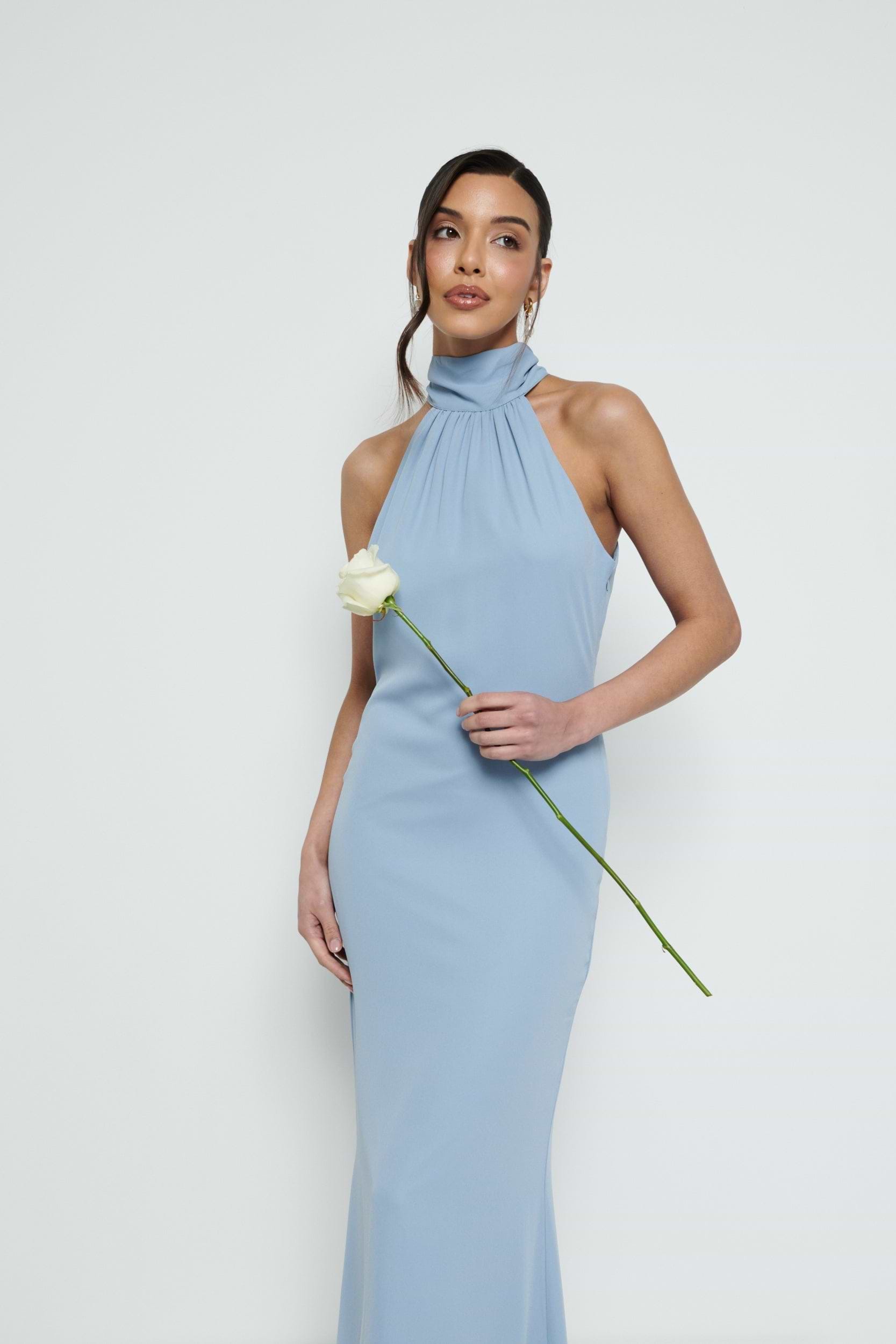Odelle Chiffon Maxi Bridesmaid Dress - Dusty Blue