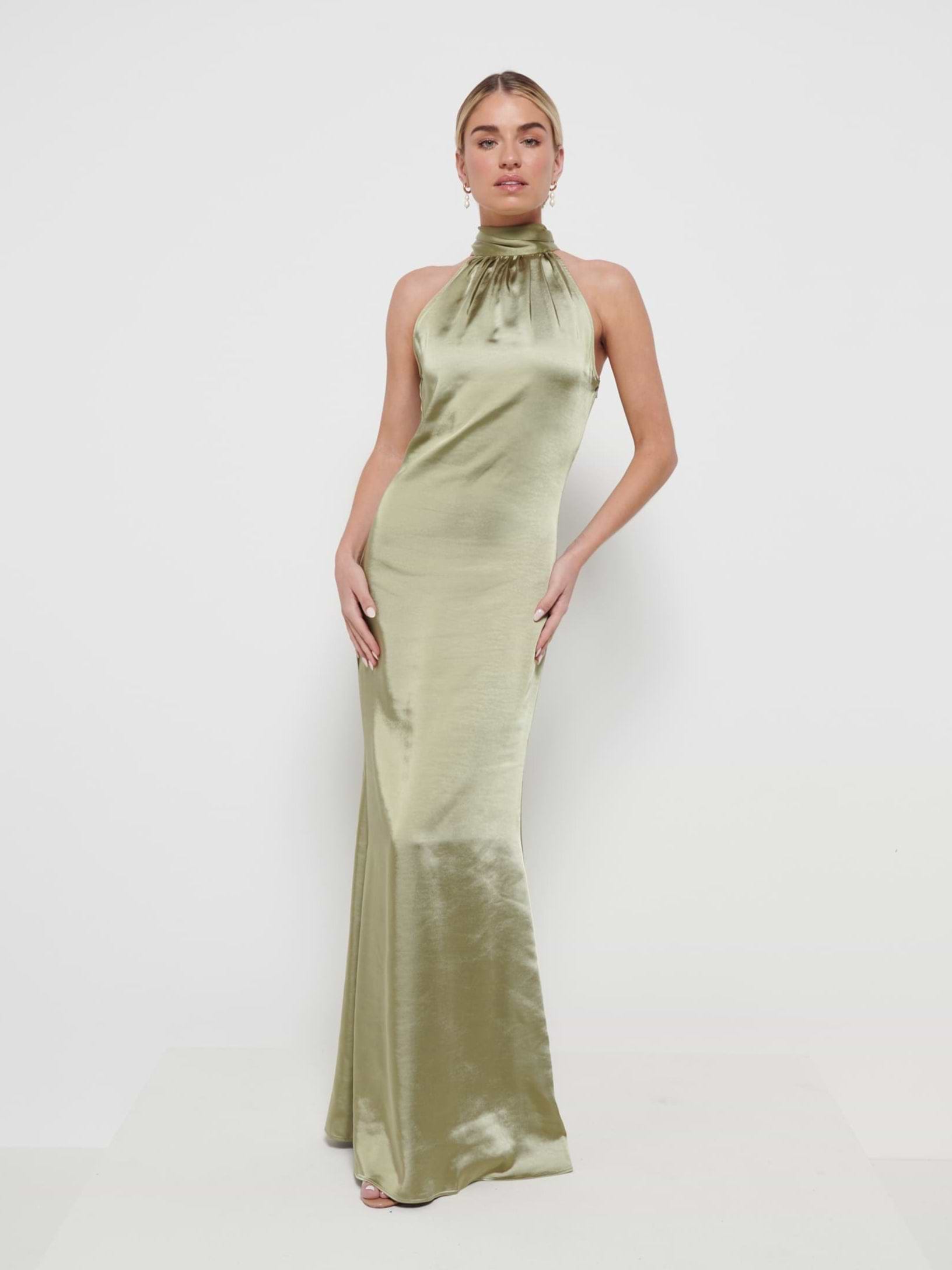 Odelle Maxi Bridesmaid Dress - Matte Olive