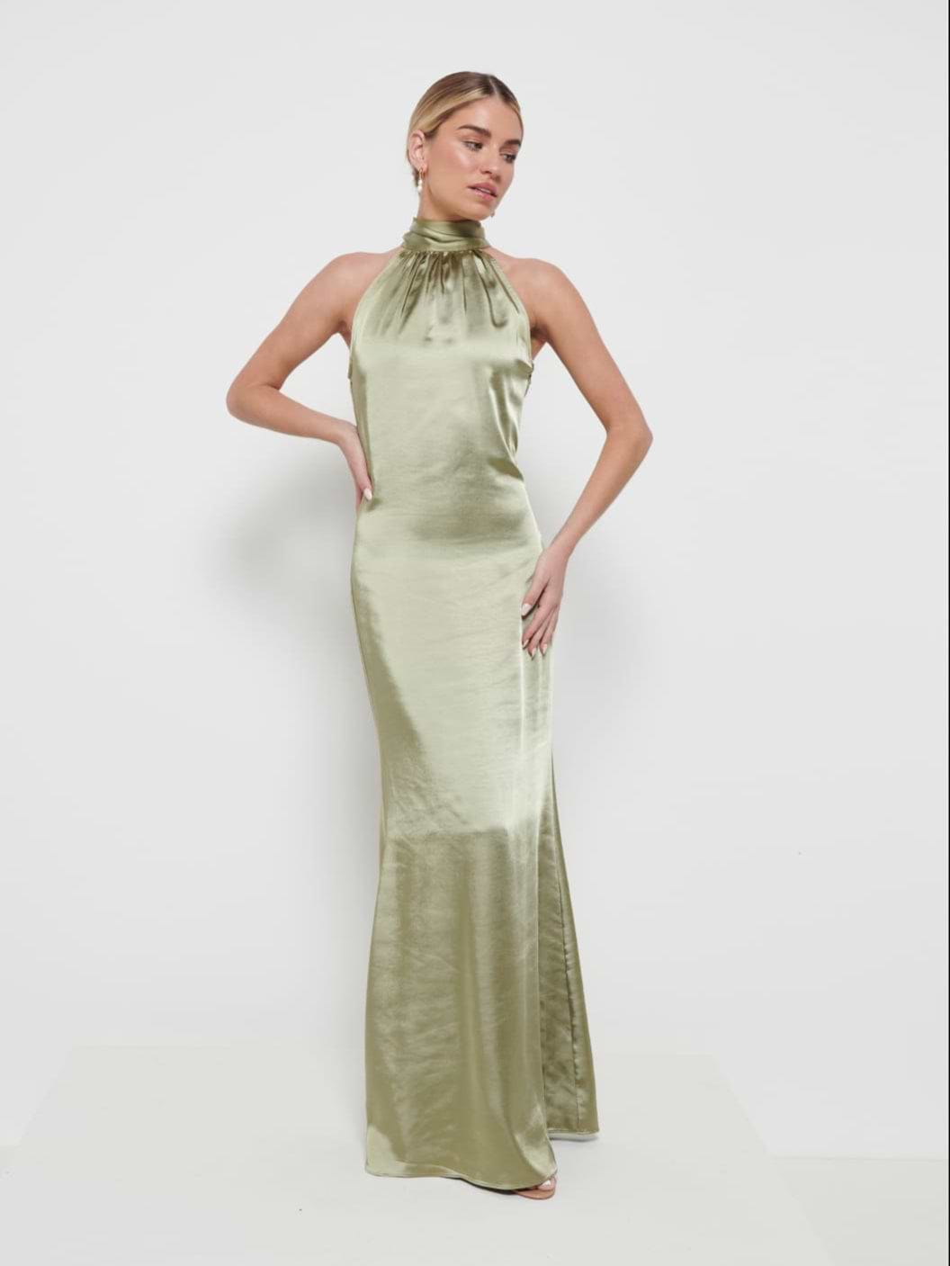 Odelle Maxi Bridesmaid Dress - Matte Olive