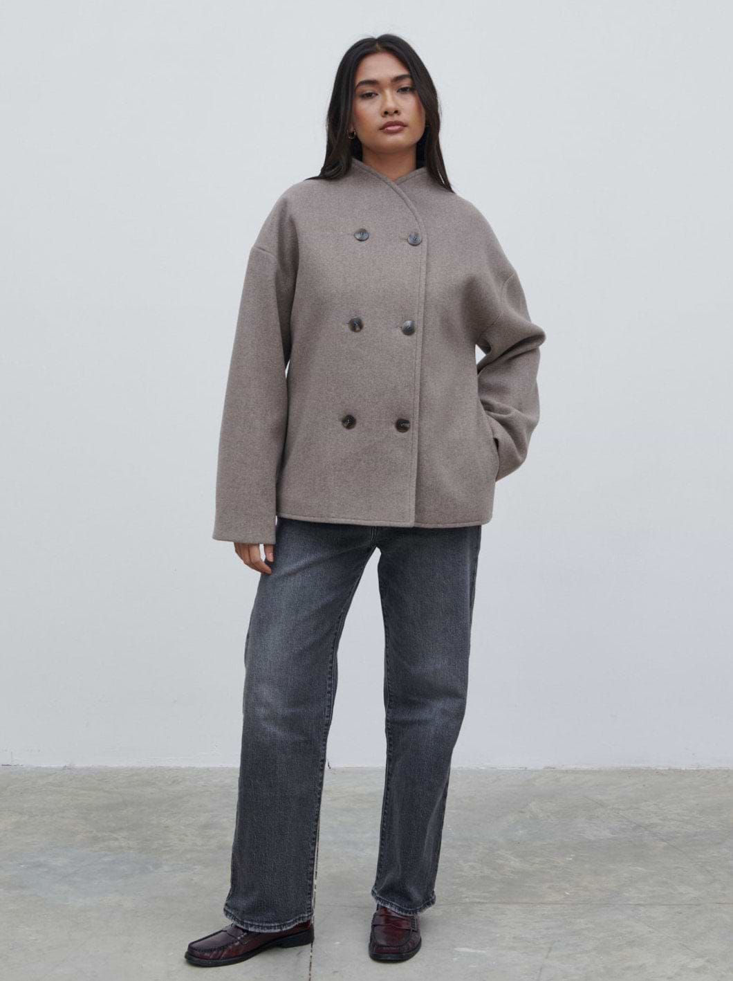Oliviana Felted Button Jacket - Greige