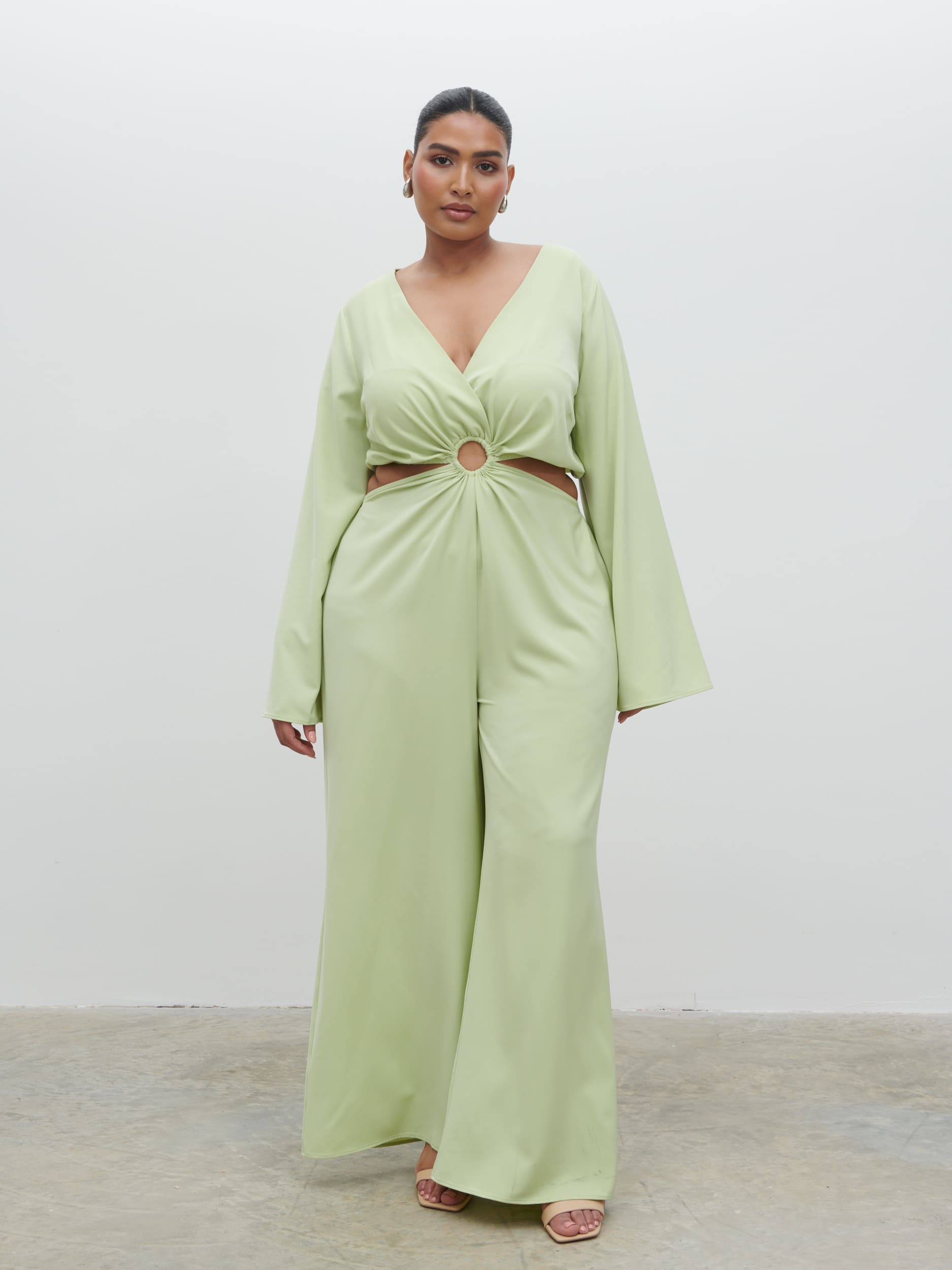 Olympia Ring Jumpsuit Curve - Pistachio