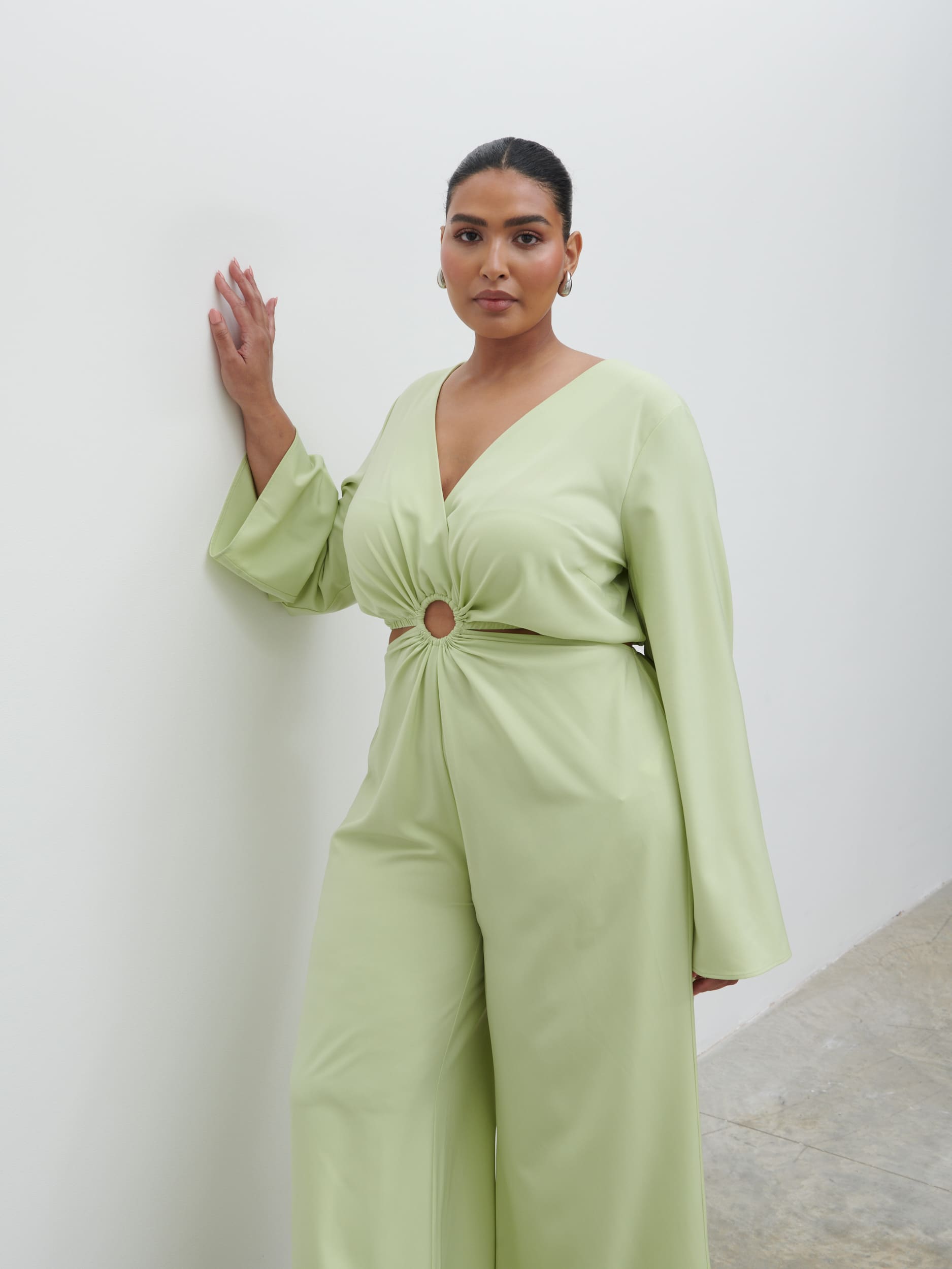 Olympia Ring Jumpsuit Curve - Pistachio
