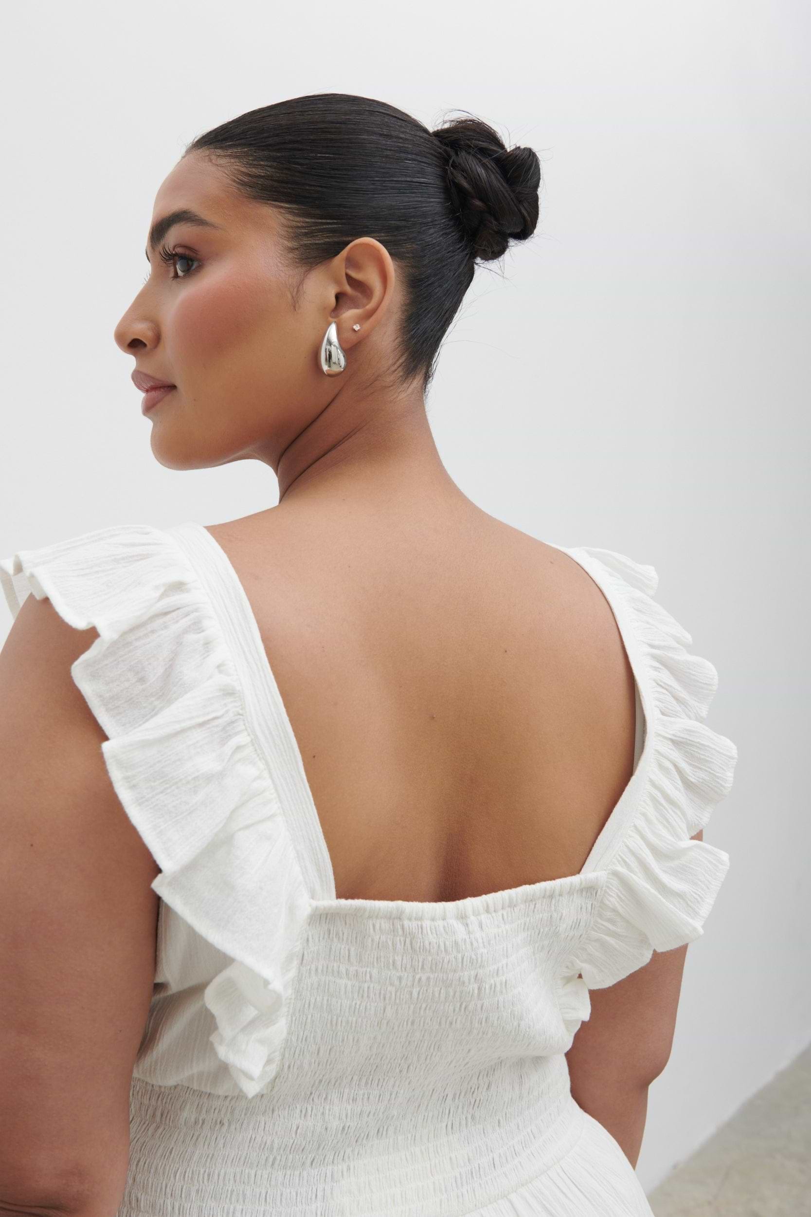 Opal Ruffle Midaxi Dress Curve - Cream