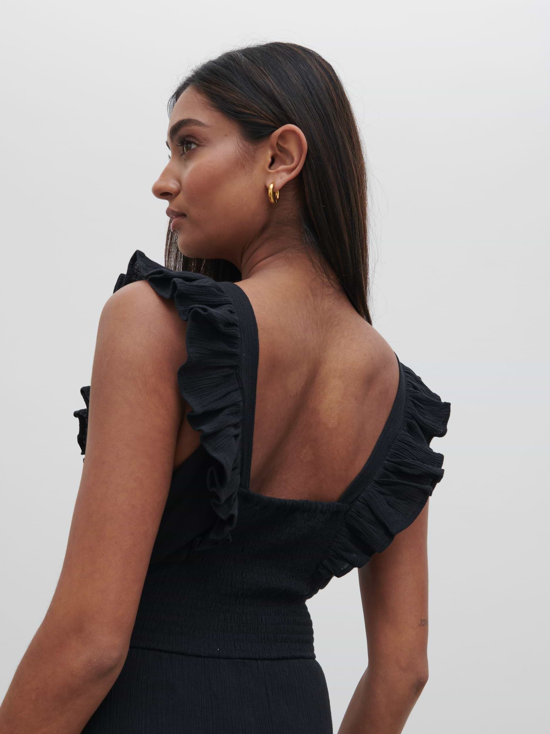Opal Ruffle Midaxi Dress - Black