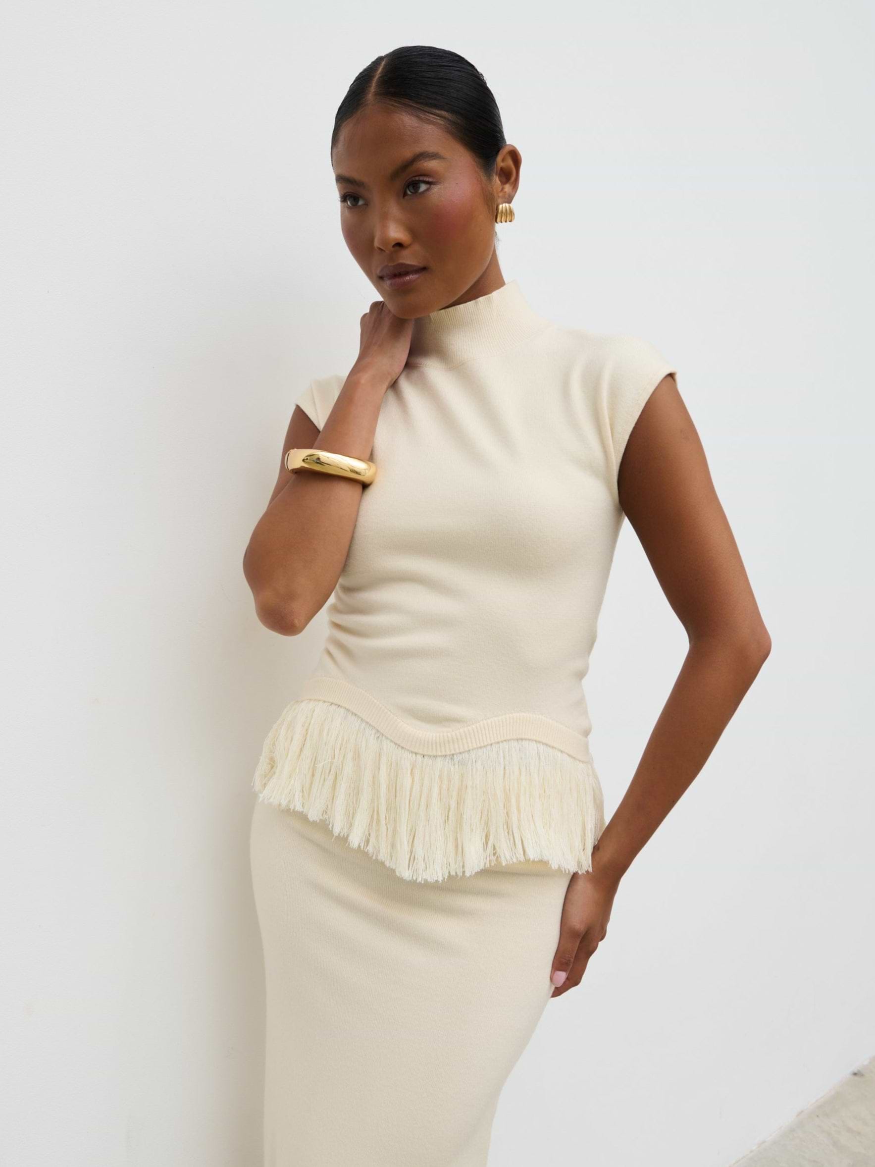 Orlendina Fringe Knit Top - Cream