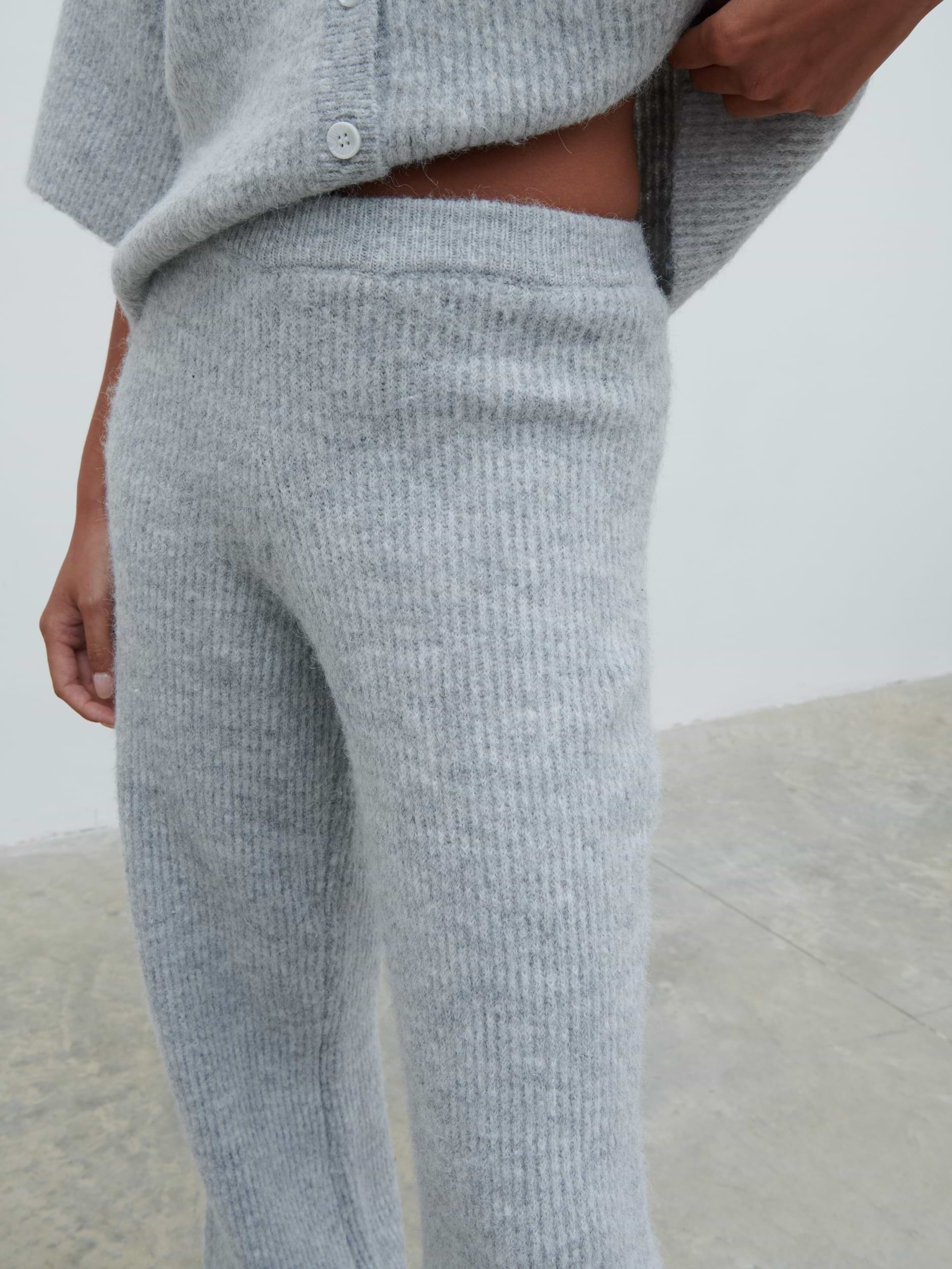 Ovalie Rib Knit Trousers - Grey Marl