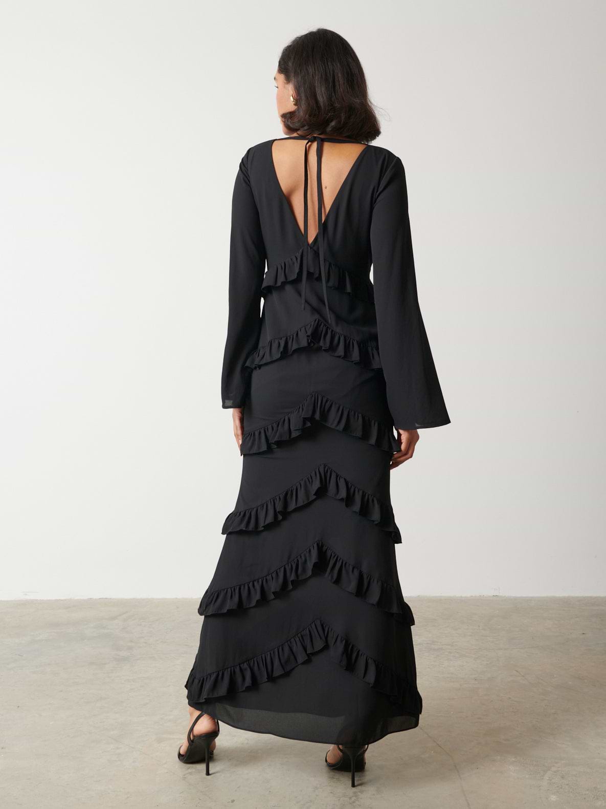 Paige Ruffle Maxi Dress - Black