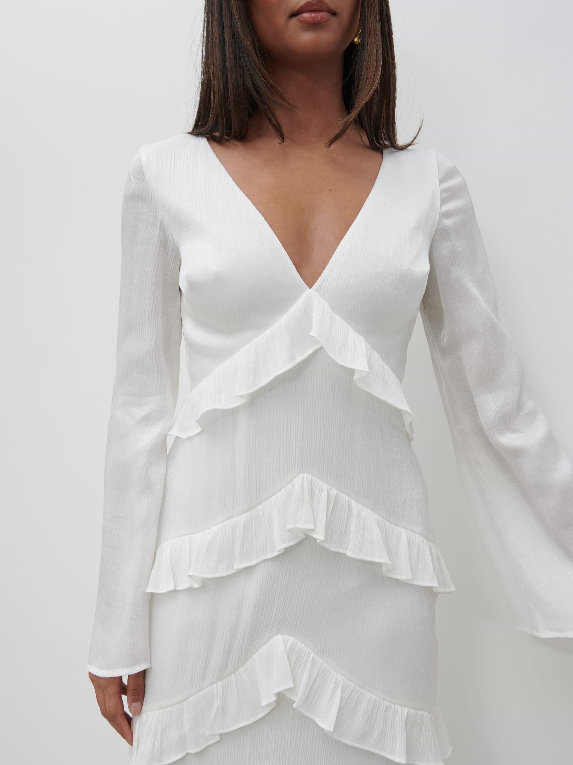 Paige Ruffle Metallic Maxi Dress - Ivory
