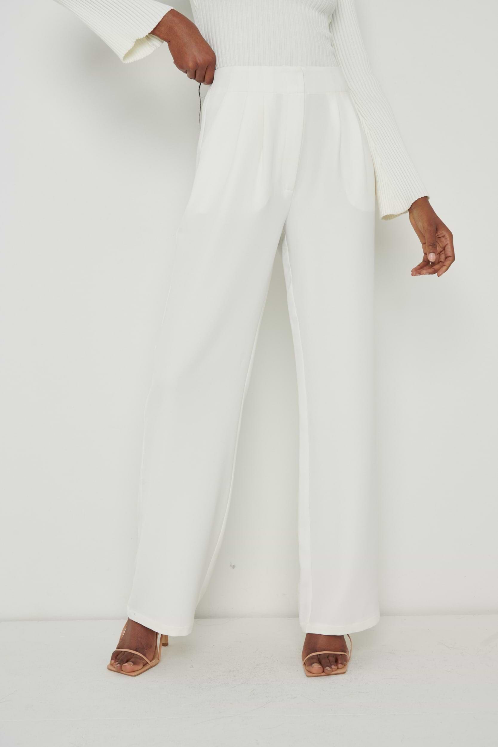 Parker High Waisted Box Pleat Trouser - Cream