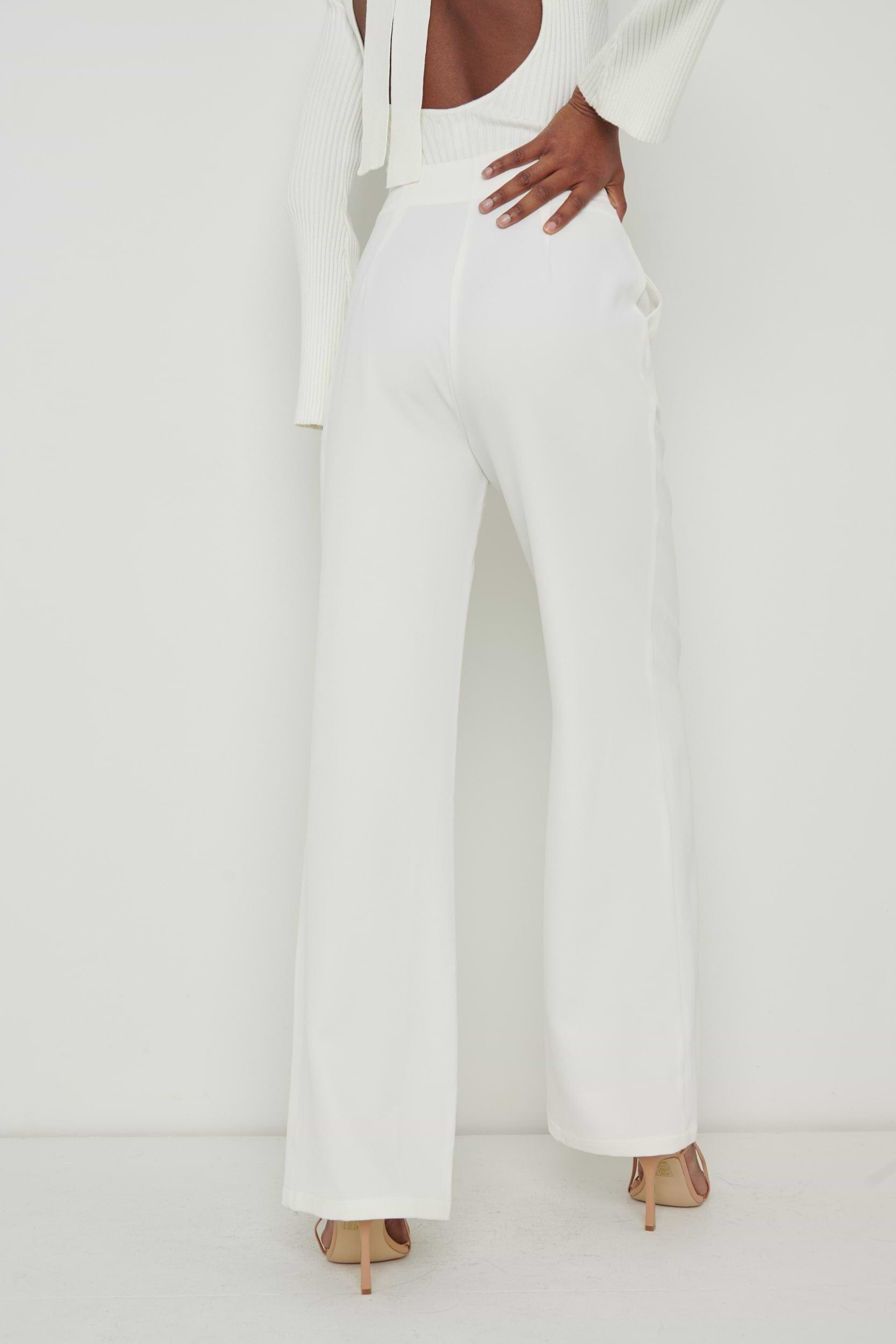 Parker High Waisted Box Pleat Trouser - Cream