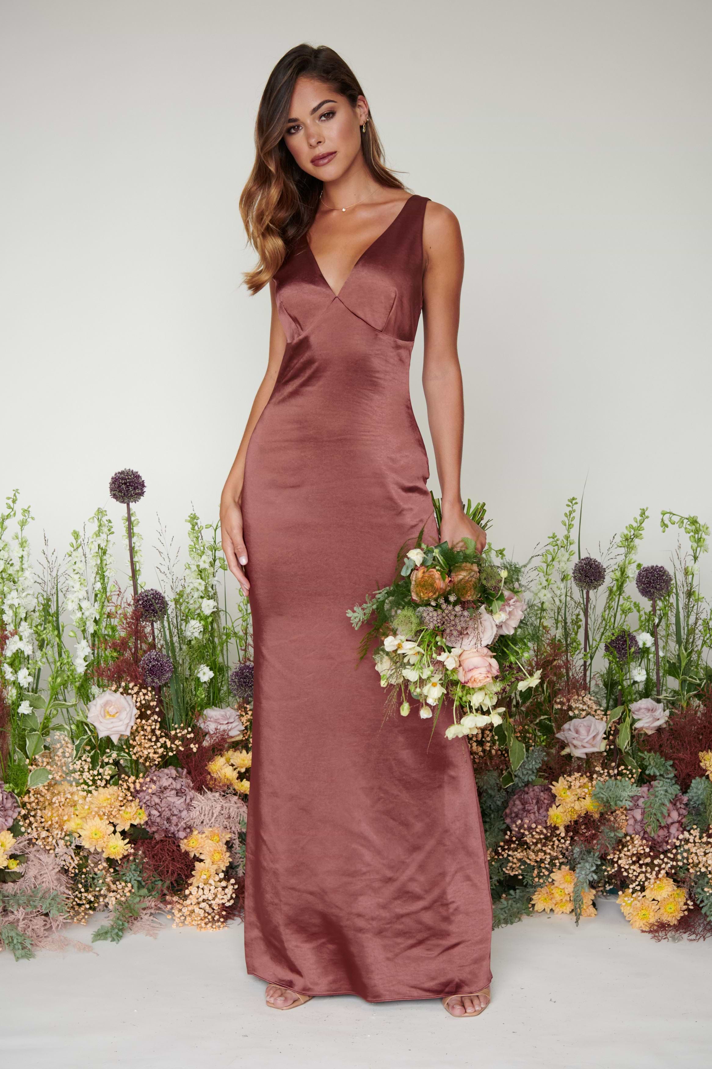 Piper Maxi Bridesmaid Dress - Matte Mahogany