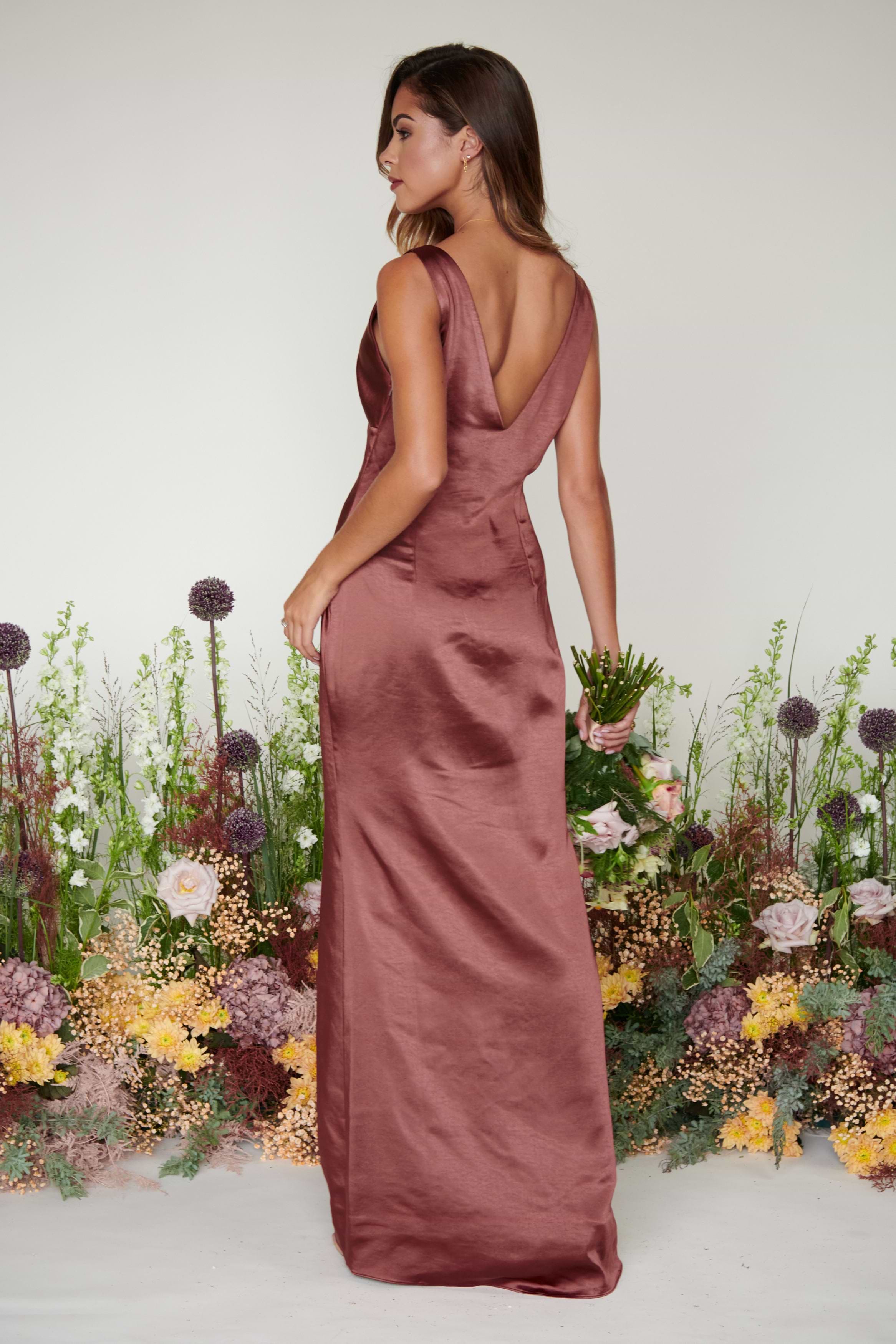 Piper Maxi Bridesmaid Dress - Matte Mahogany